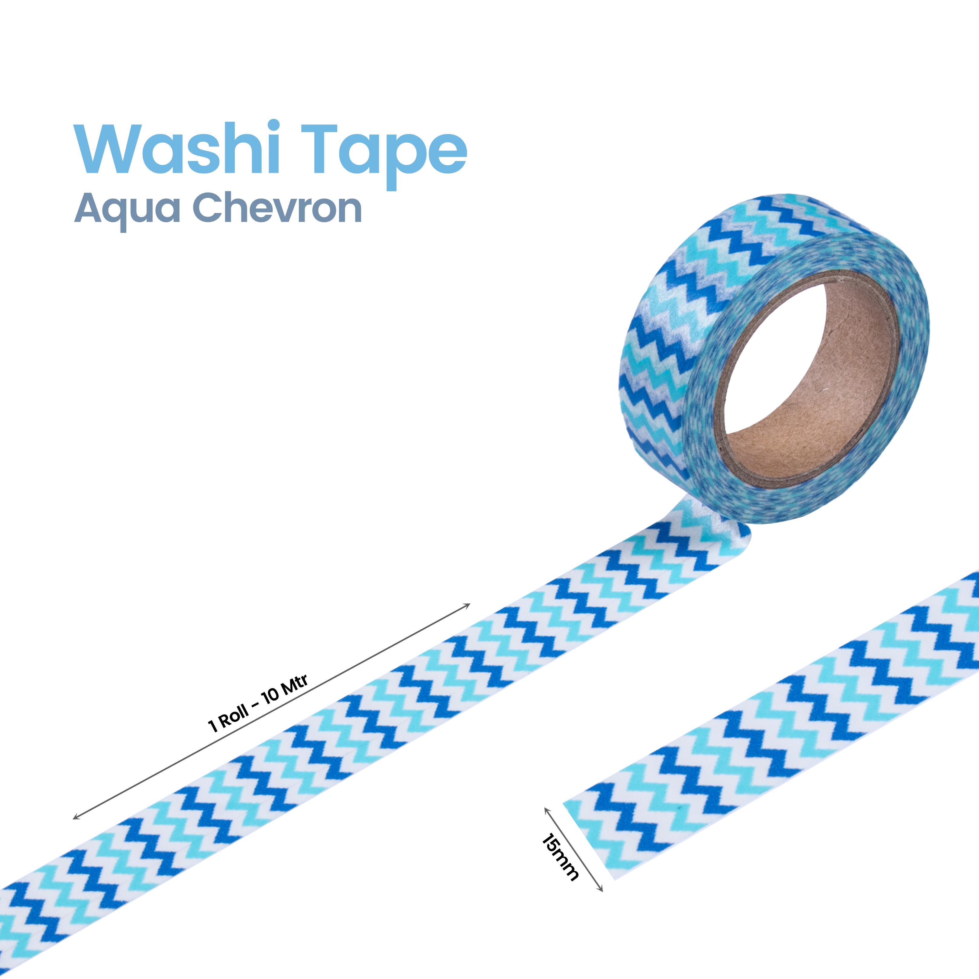 Washi Tape Aqua Chevron 15Mmx10Mtr 1Pc