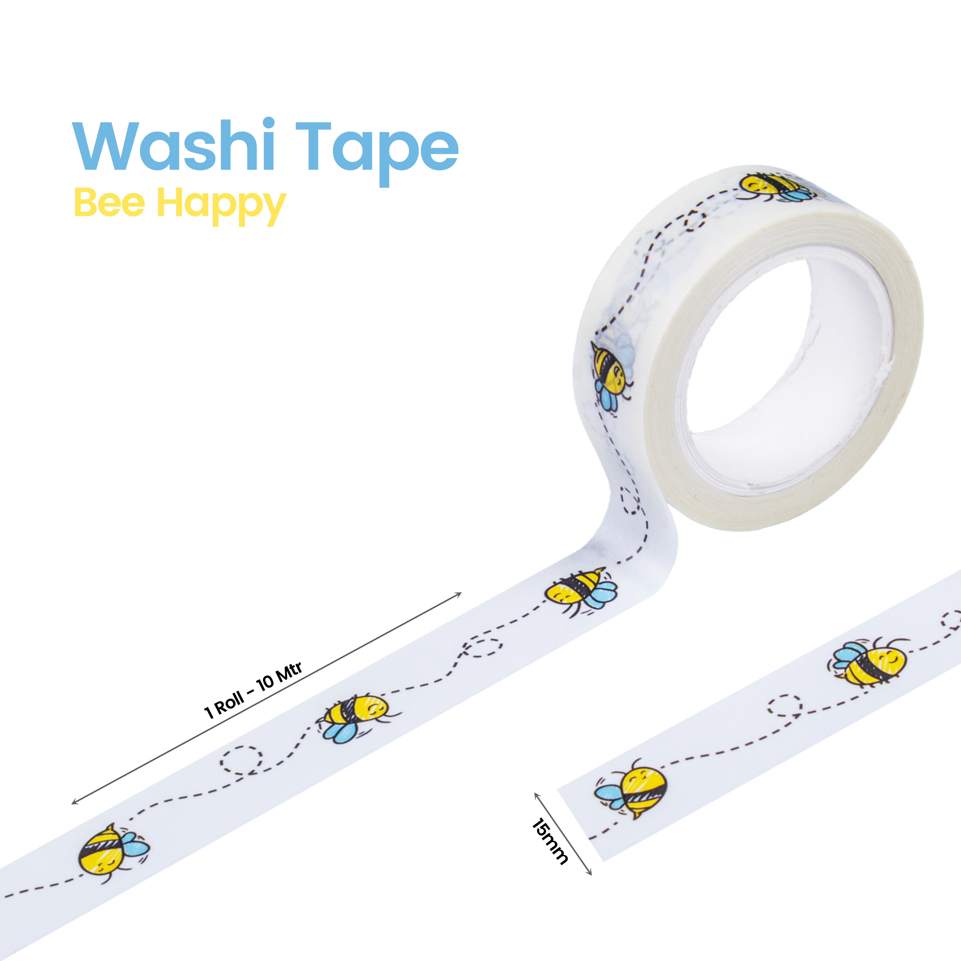 Washi Tape Bee Happy 15Mmx10Mtr 1Pc