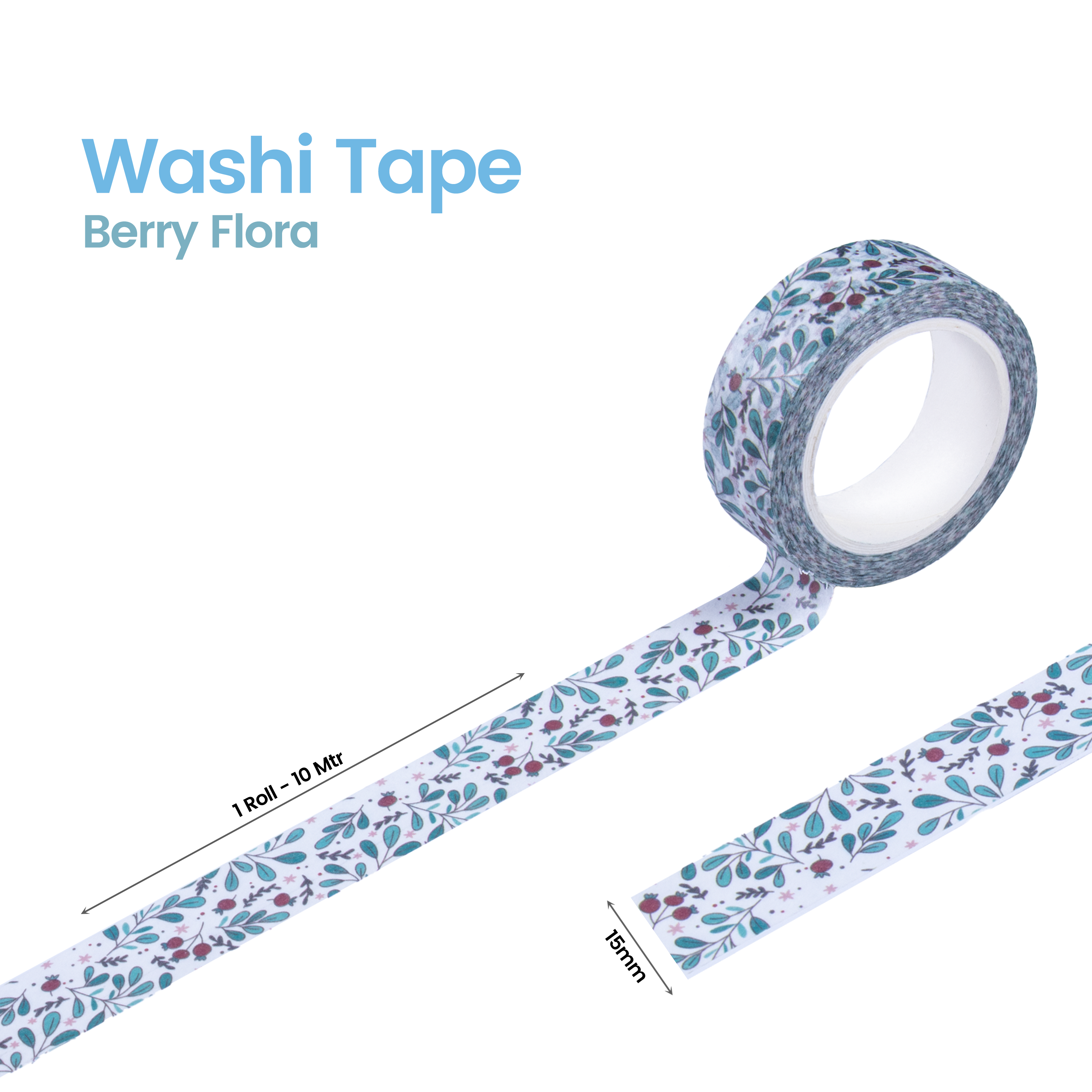 Washi Tape Berry Flora 15Mmx10Mtr 1Pc