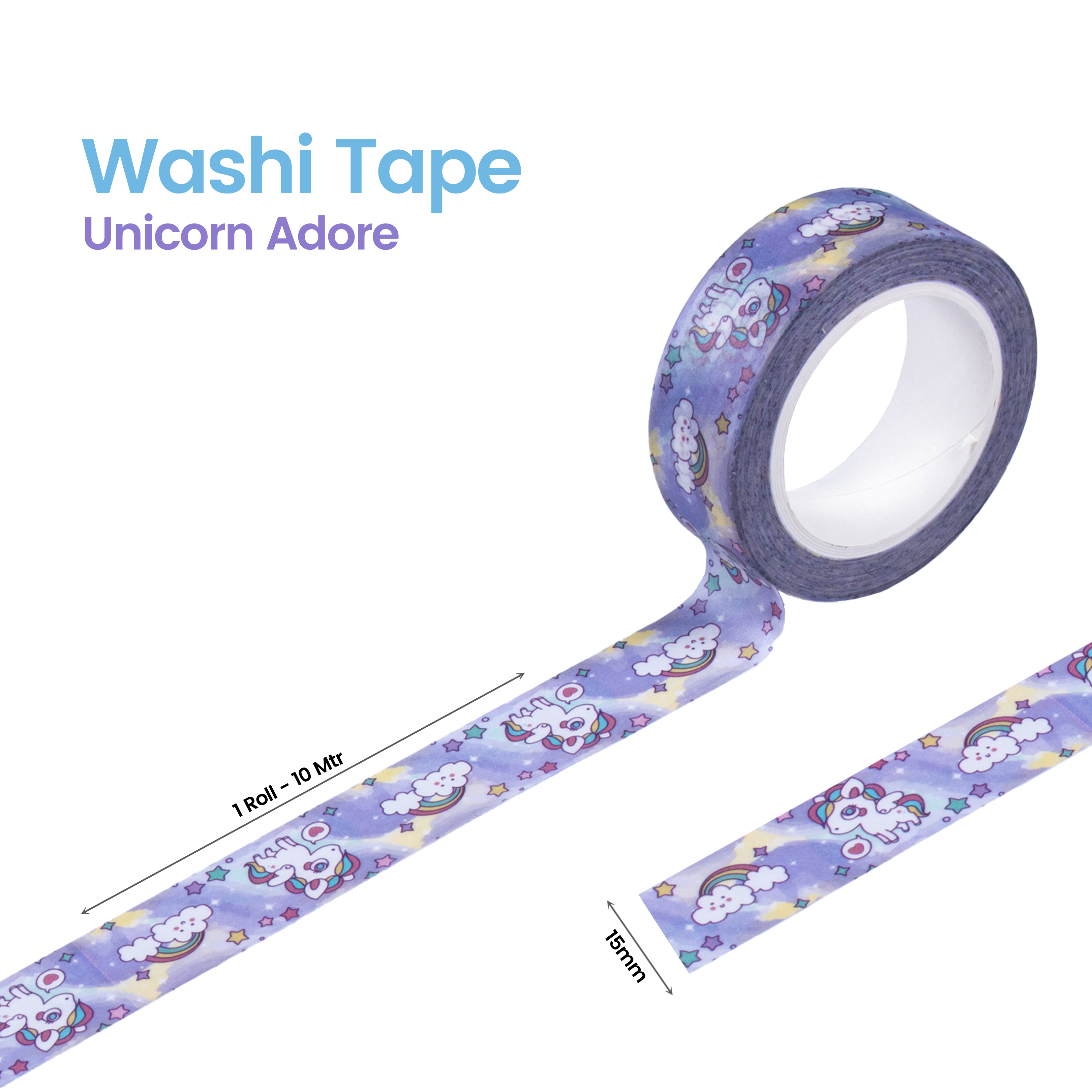 Washi Tape Unicorn Adore 15Mmx10Mtr 1Pc