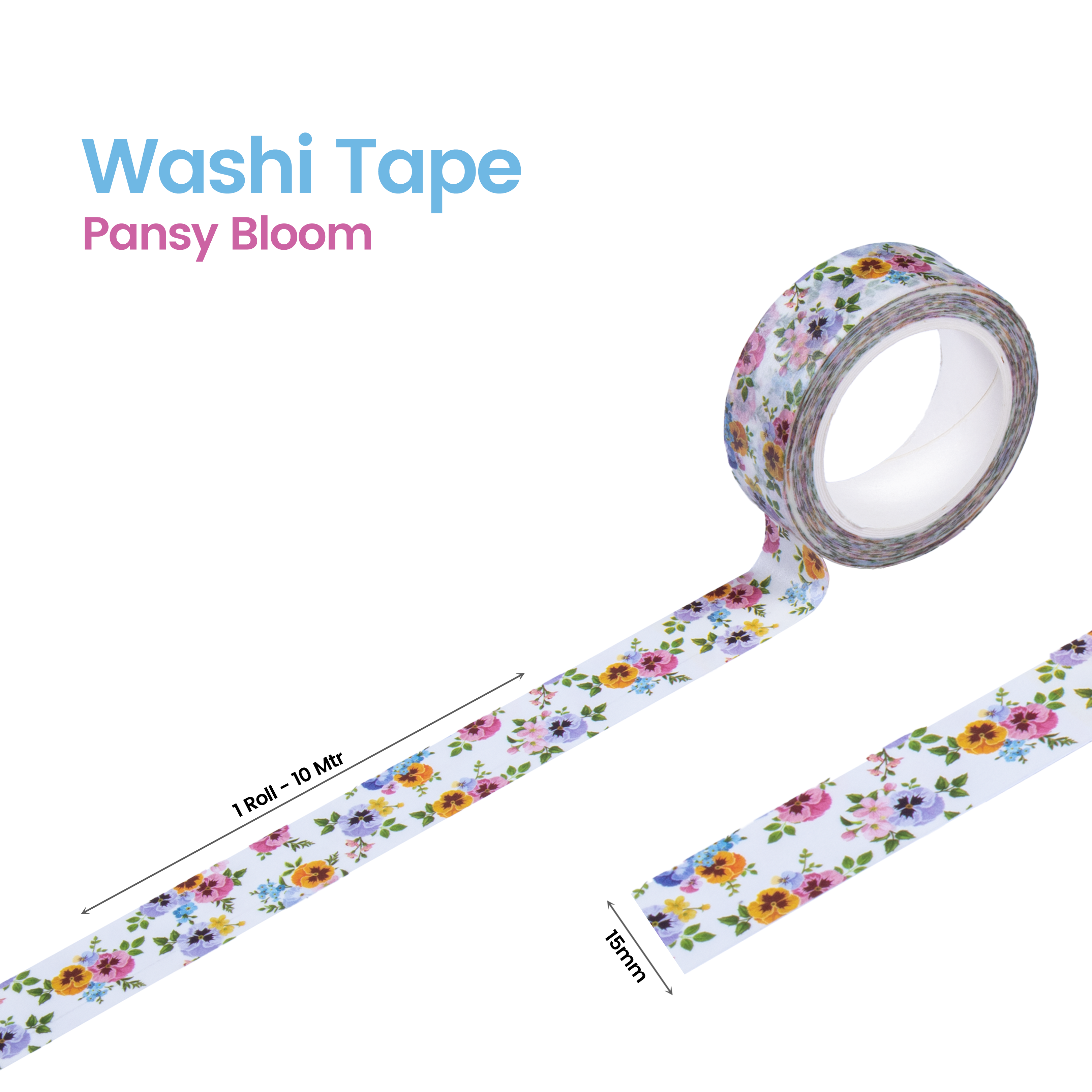 Washi Tape Pansy Bloom 15Mmx10Mtr 1Pc