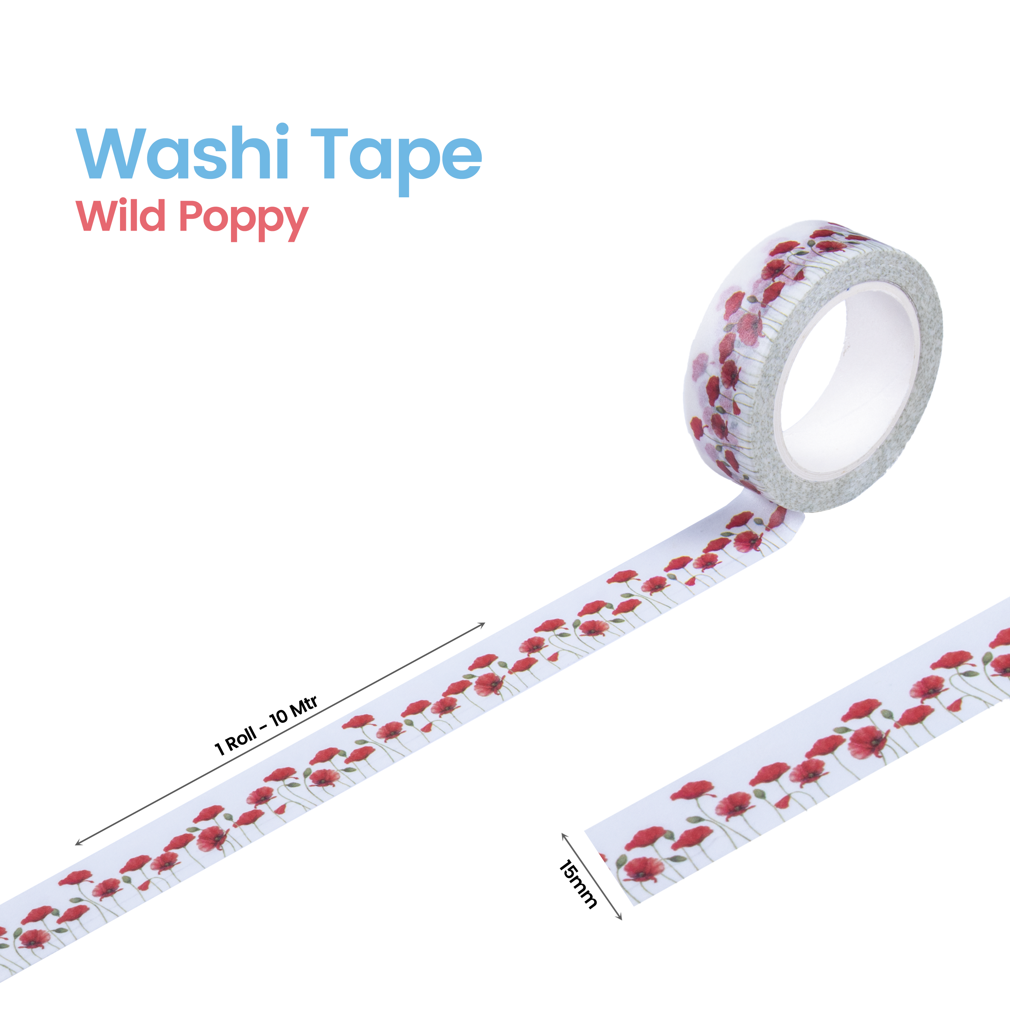 Washi Tape Wild Poppy 15Mmx10Mtr 1Pc