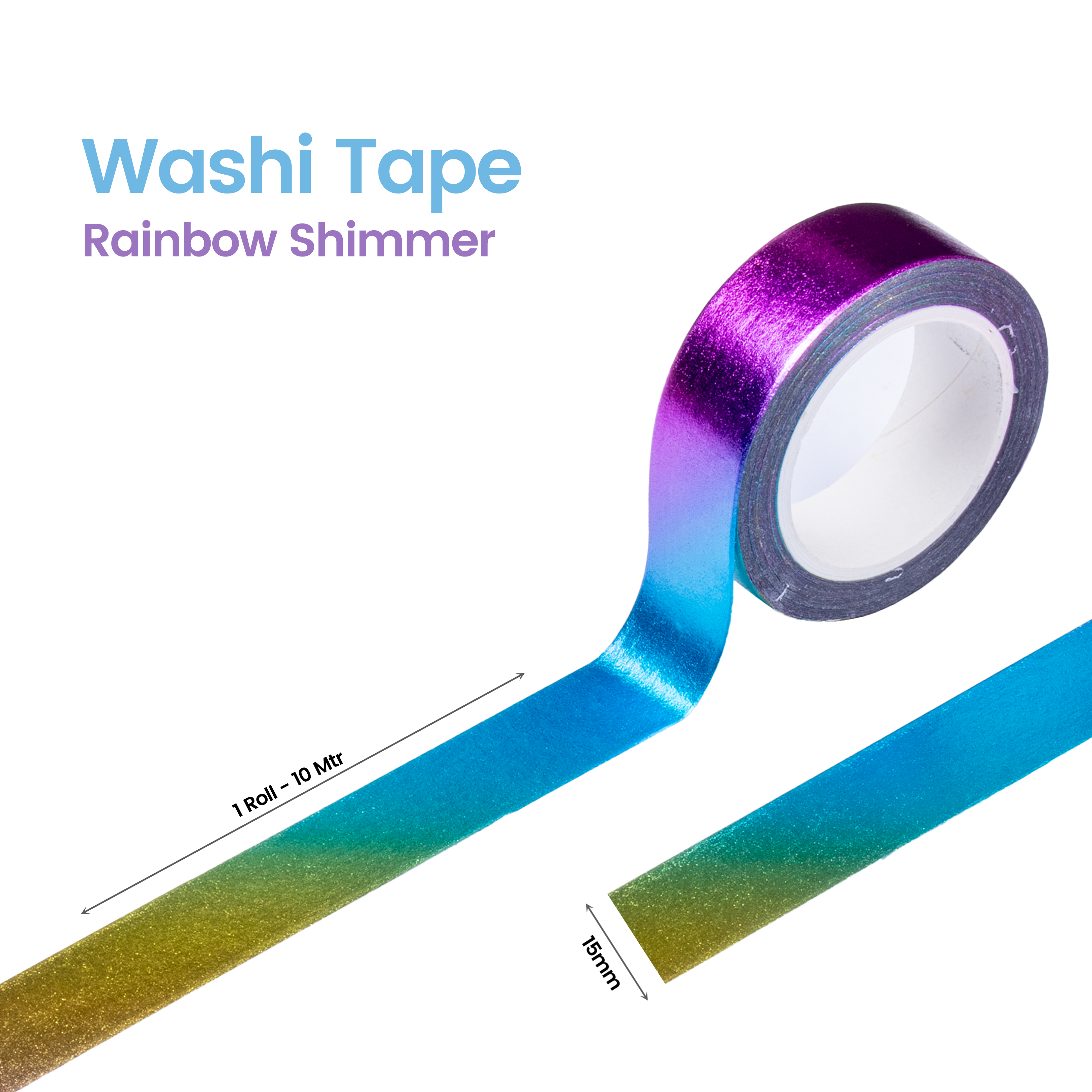 Washi Tape Rainbow Shimmer 15Mmx10Mtr 1Pc