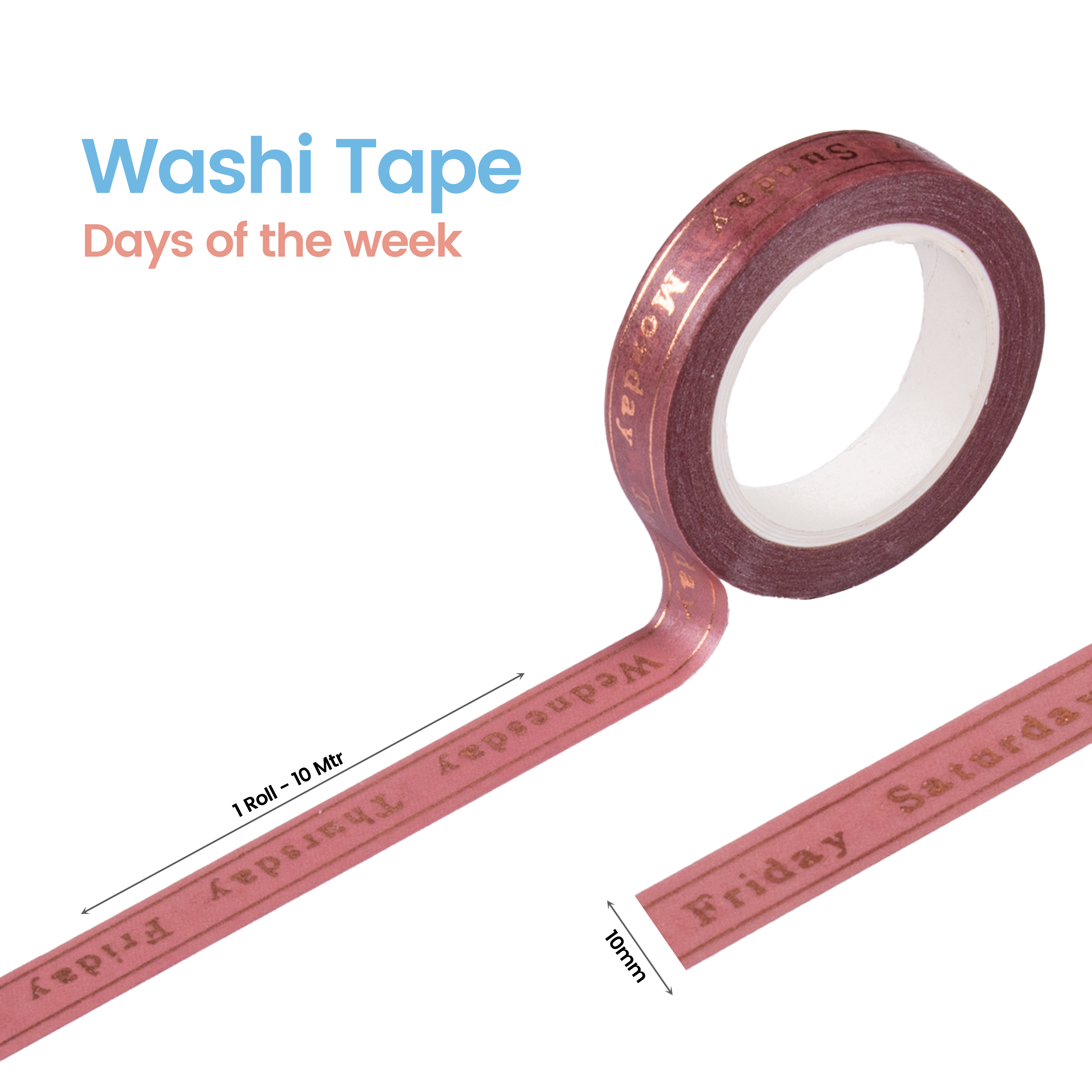 Washi Tape Days Of The Week 10Mmx10Mtr 1Pc