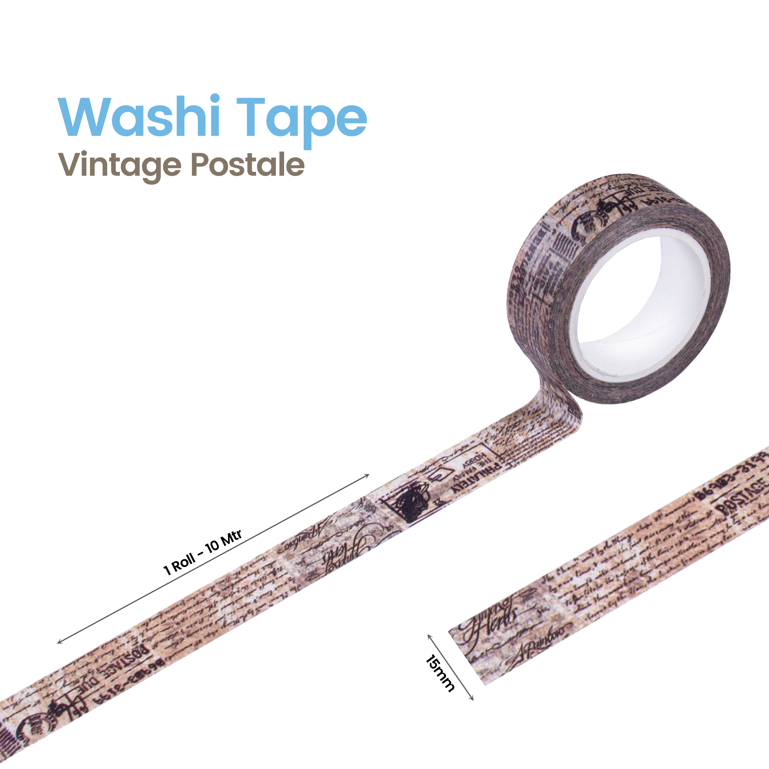 Washi Tape Vintage Postale 15Mmx10Mtr 1Pc