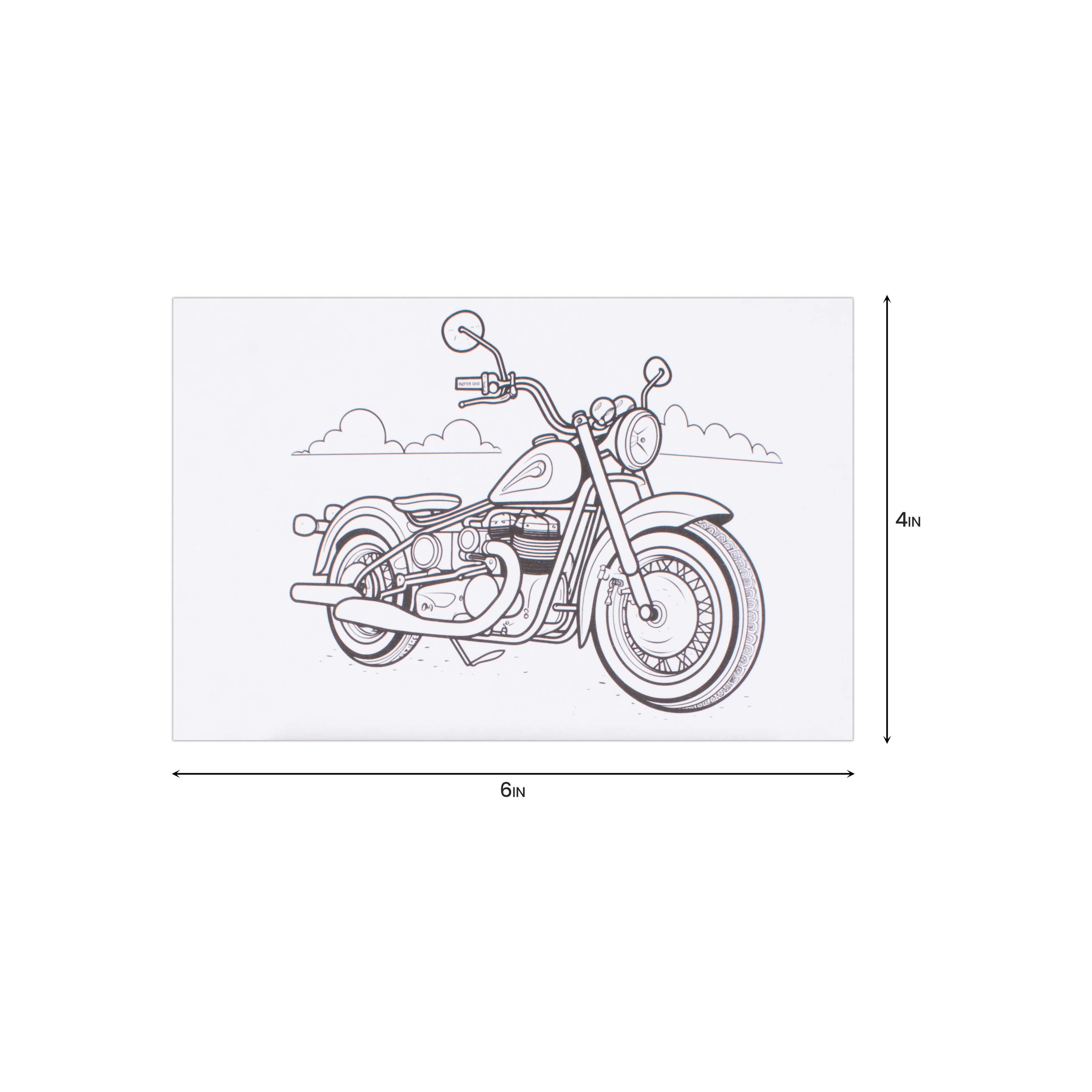 Paintable Pre-printed Panel with Easel & Paints - Motorcycle, Approx. 4in x6in, Easel size 11cm, 1pc