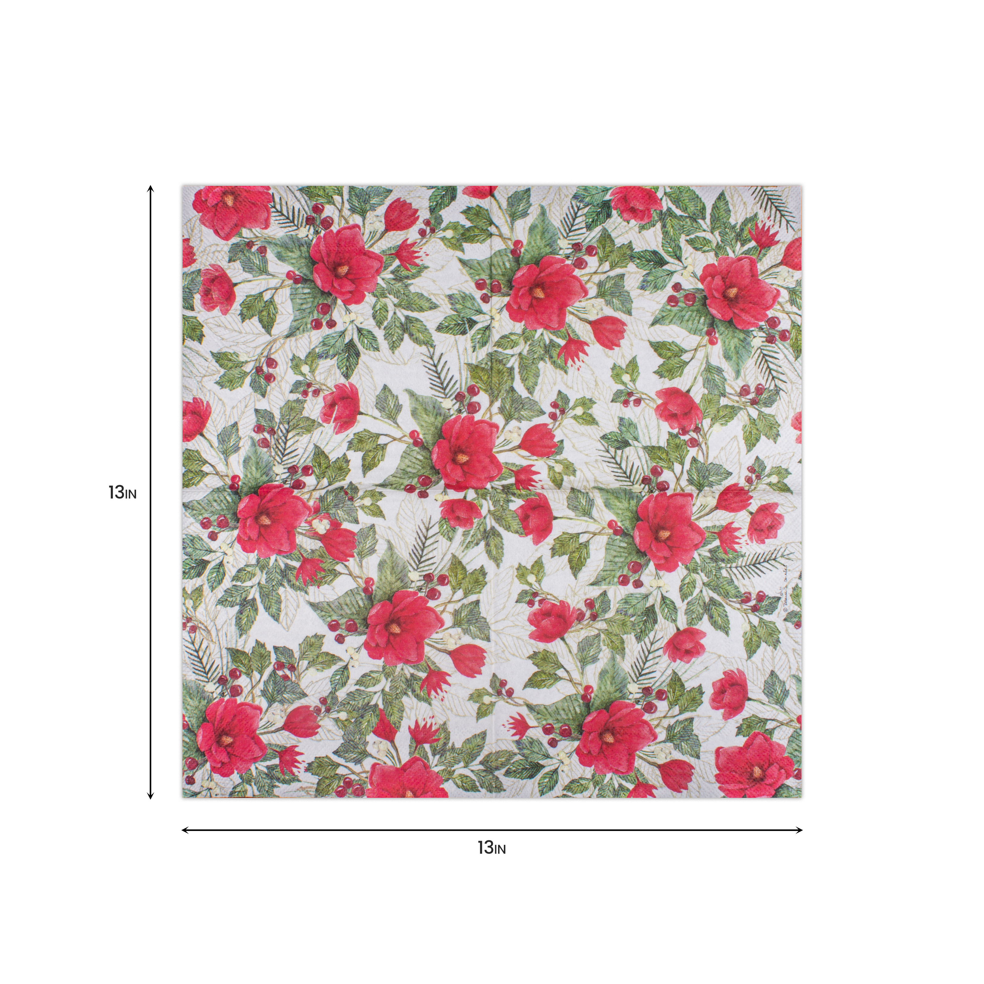 Decoupage Napkin Crimson Blooms 13in x 13in 3 Ply 1pc