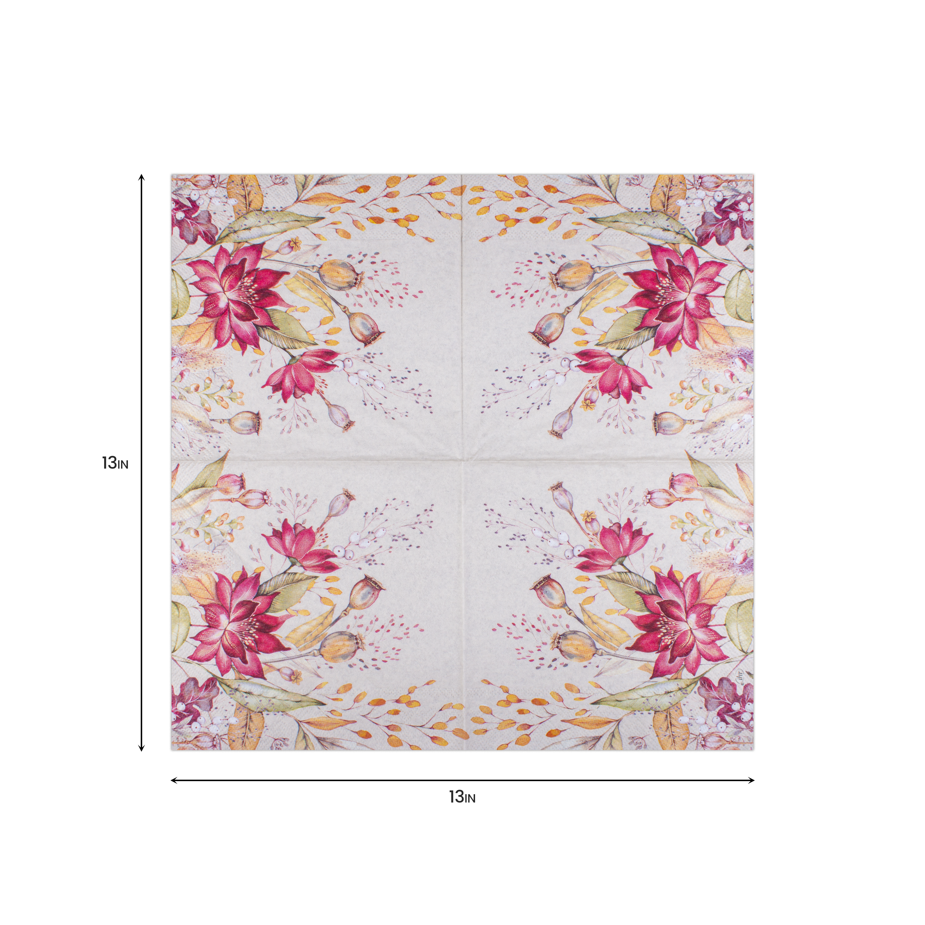 Decoupage Napkin Lily Poppy - Cream 13in X 13in 3 Ply 1pc