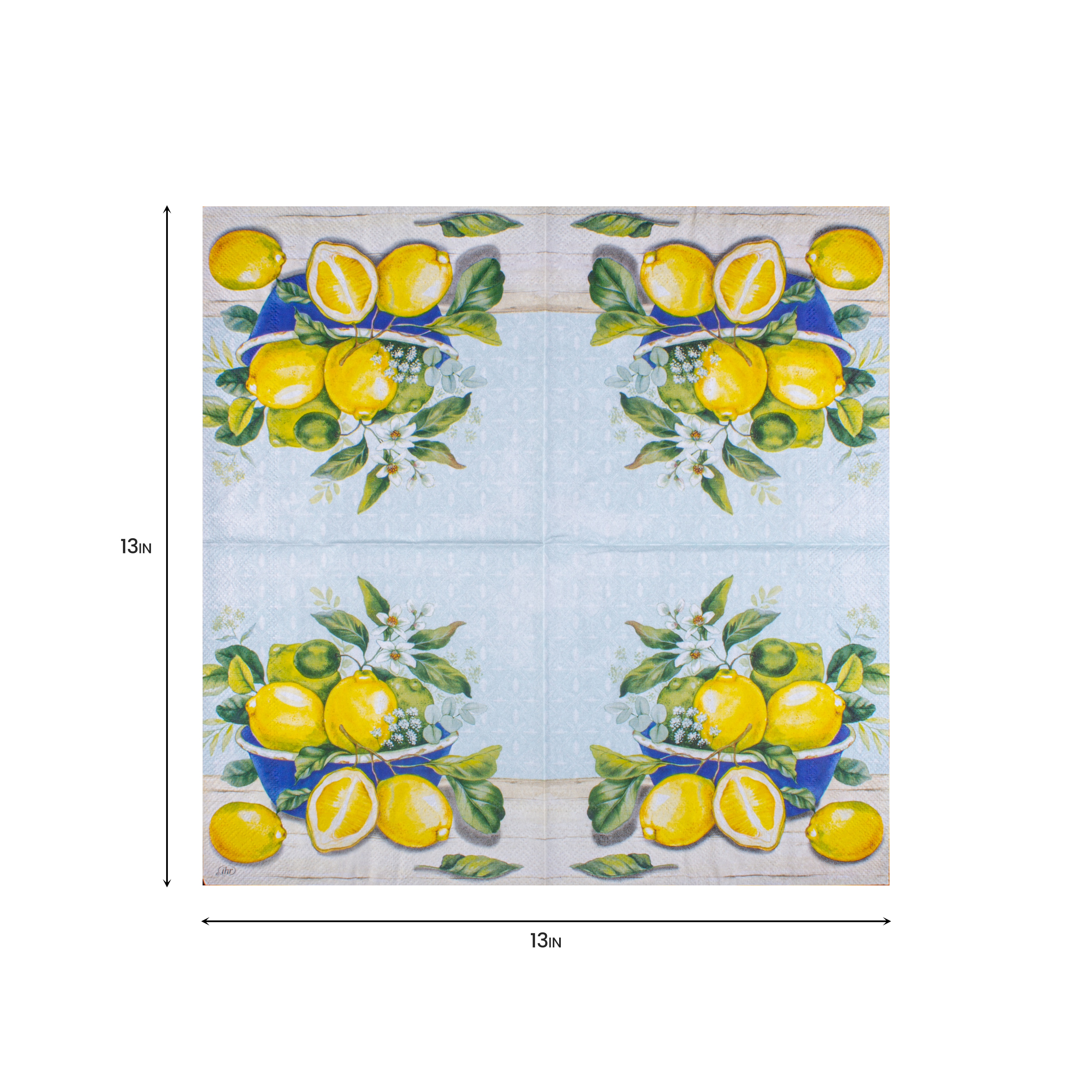 Decoupage Napkin Lemon Bowl 13in X 13in 3 Ply 1pc