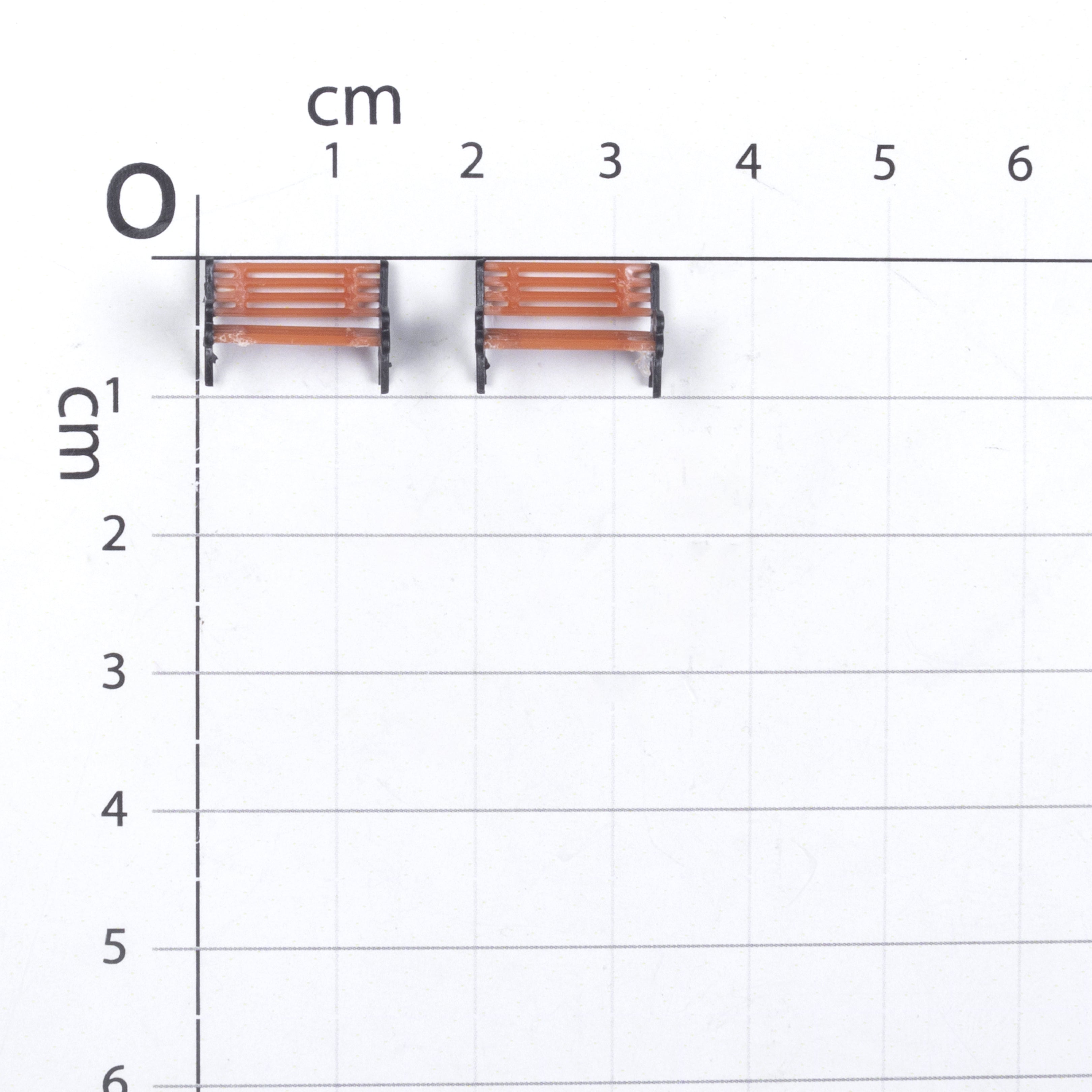 Miniature Park Bench Brown L13mm2pc