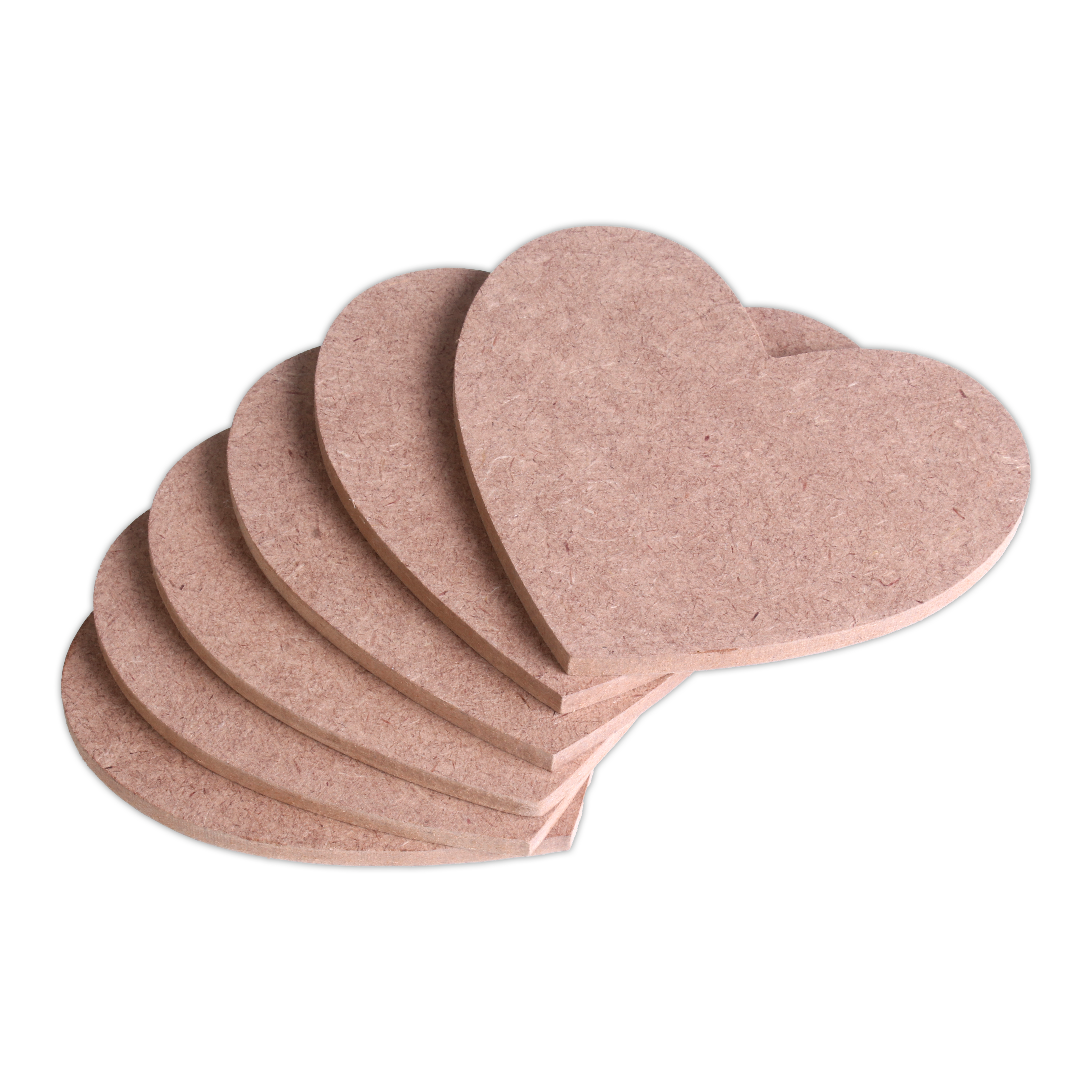 MDF Coaster Heart 4inch Dia 5.5mm Thick Set of 6pc