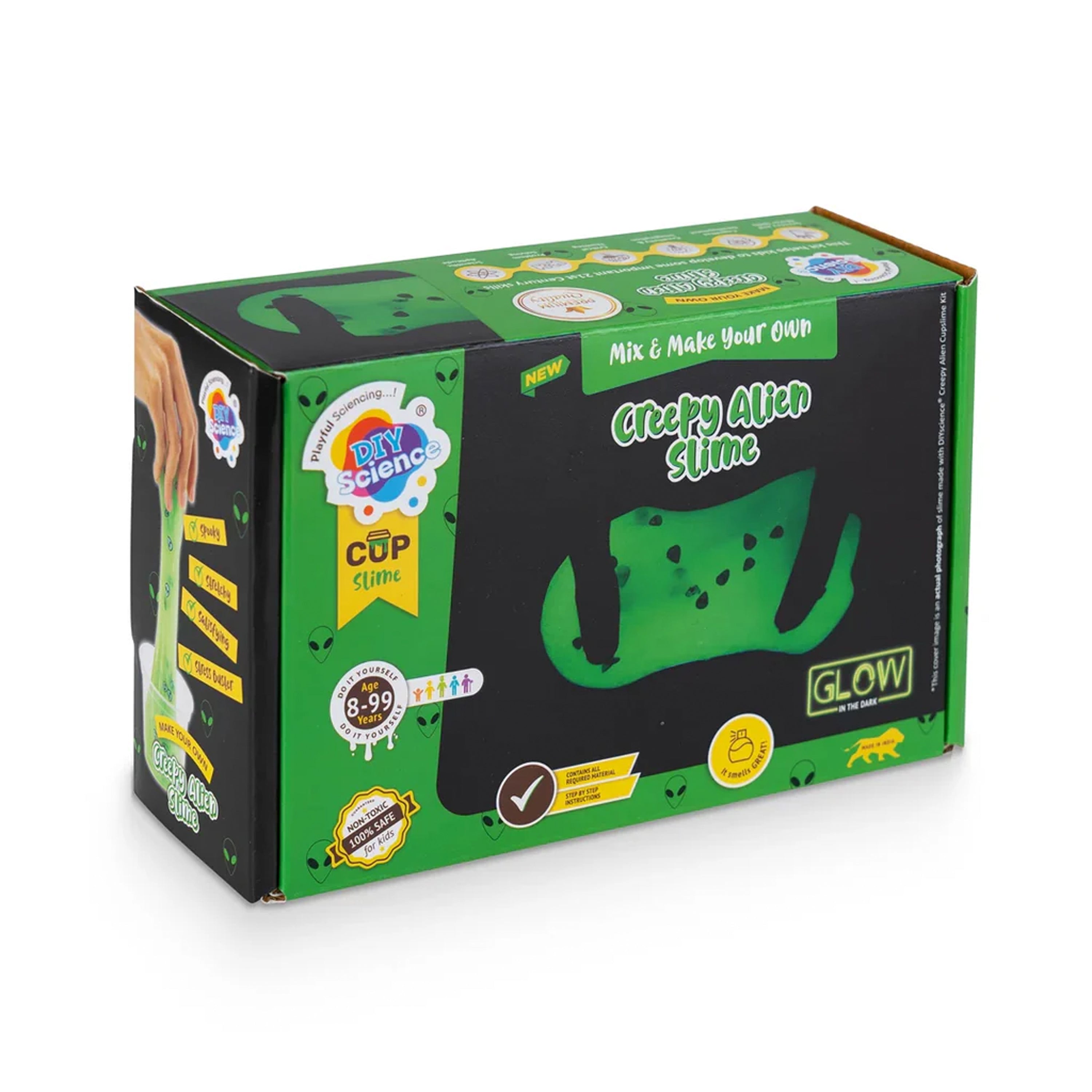 DIY Mix and Make Your Own Glow in the Dark Creepy Alien Slime Box