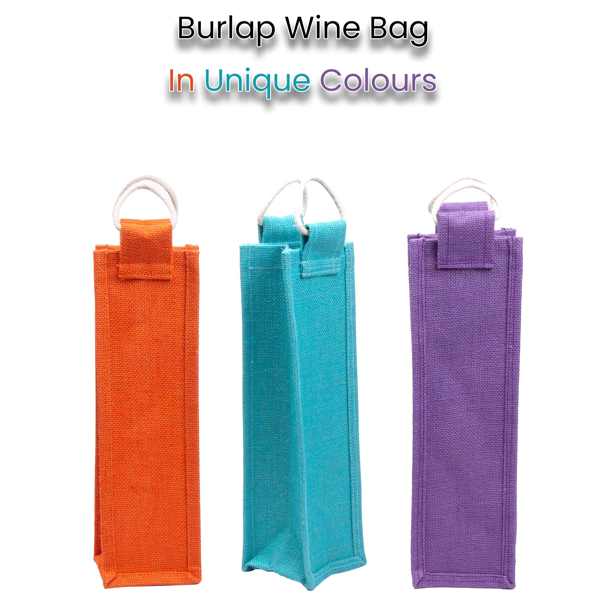 Burlap Wine Bag Assorted Colours L13.9 X W4 inch 1pc
