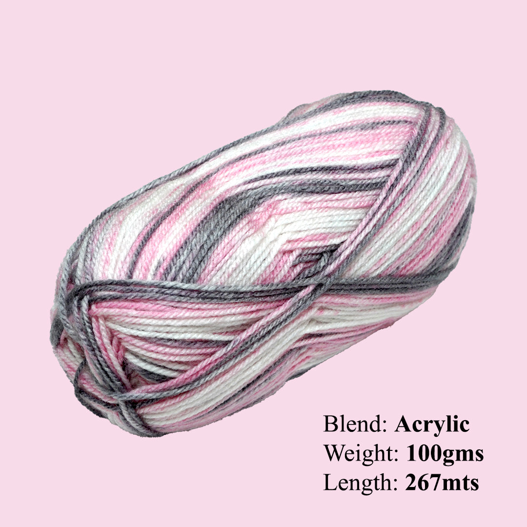 Soft Baby Knitting/Crochet Yarn Multi 100% Acrylic Pink Dove 267m 100g