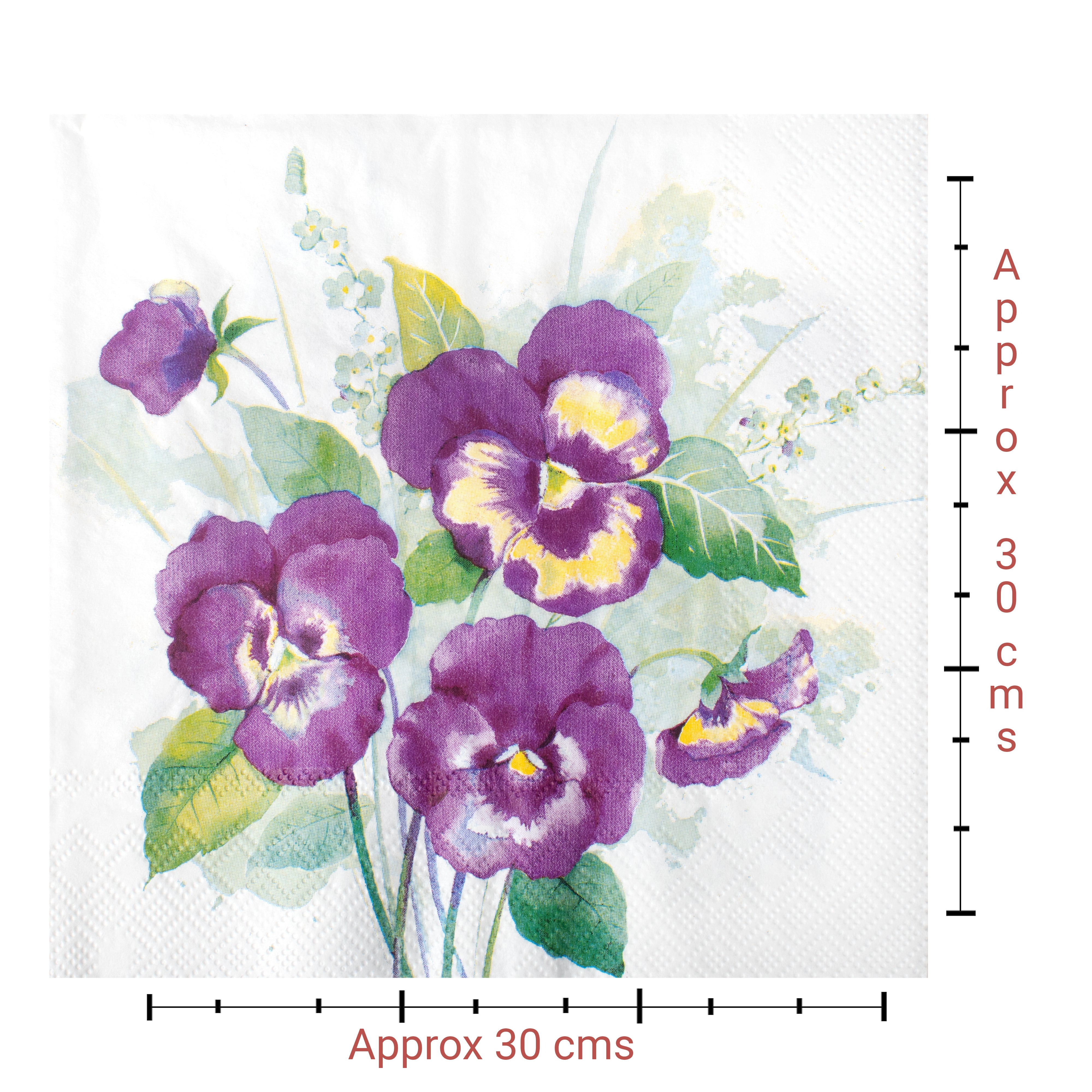 Decoupage Napkin Charming Pansy 13 X 13inch 3PLY 1pc