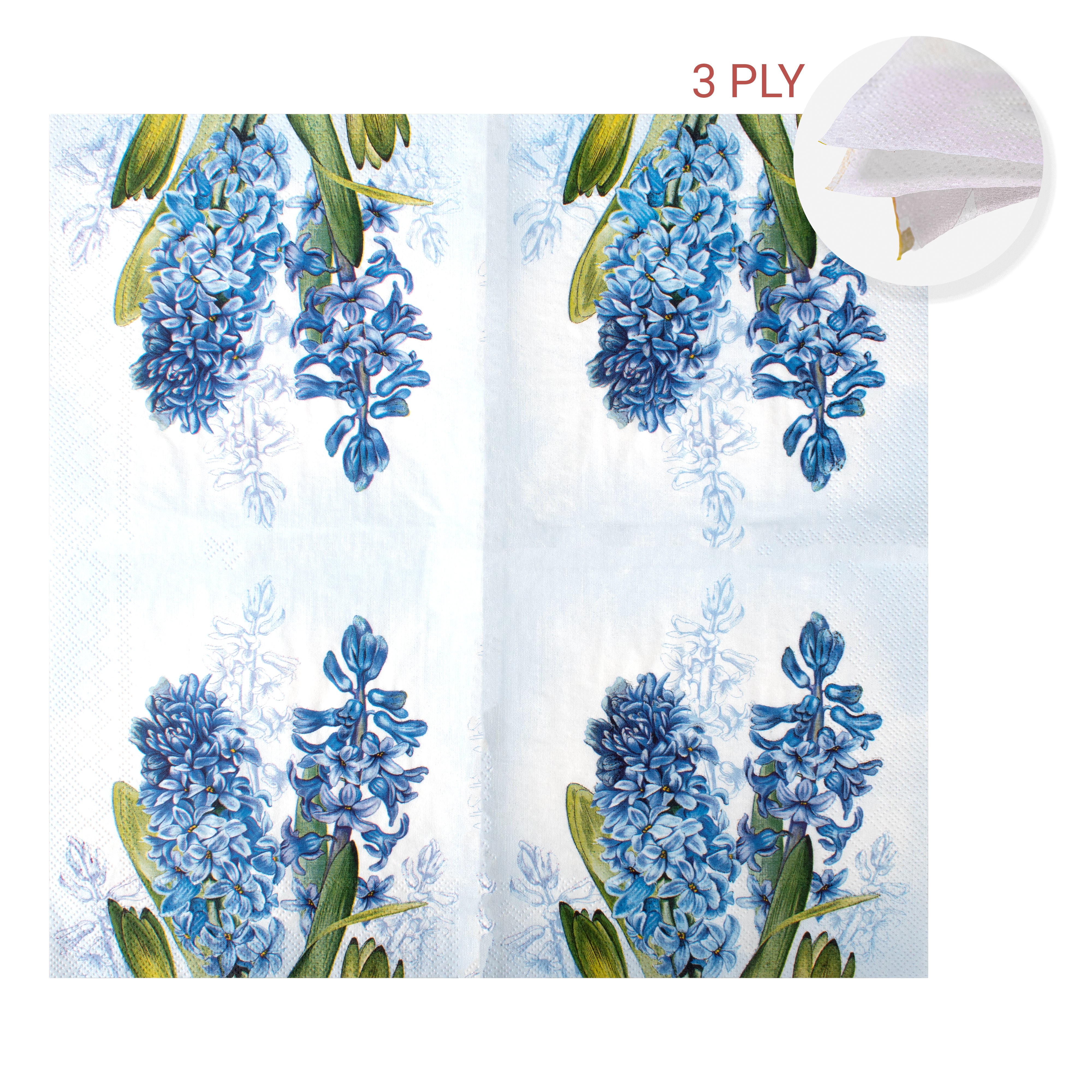 Decoupage Napkin Hyacinth Bloom 13 X 13inch 3PLY 1pc