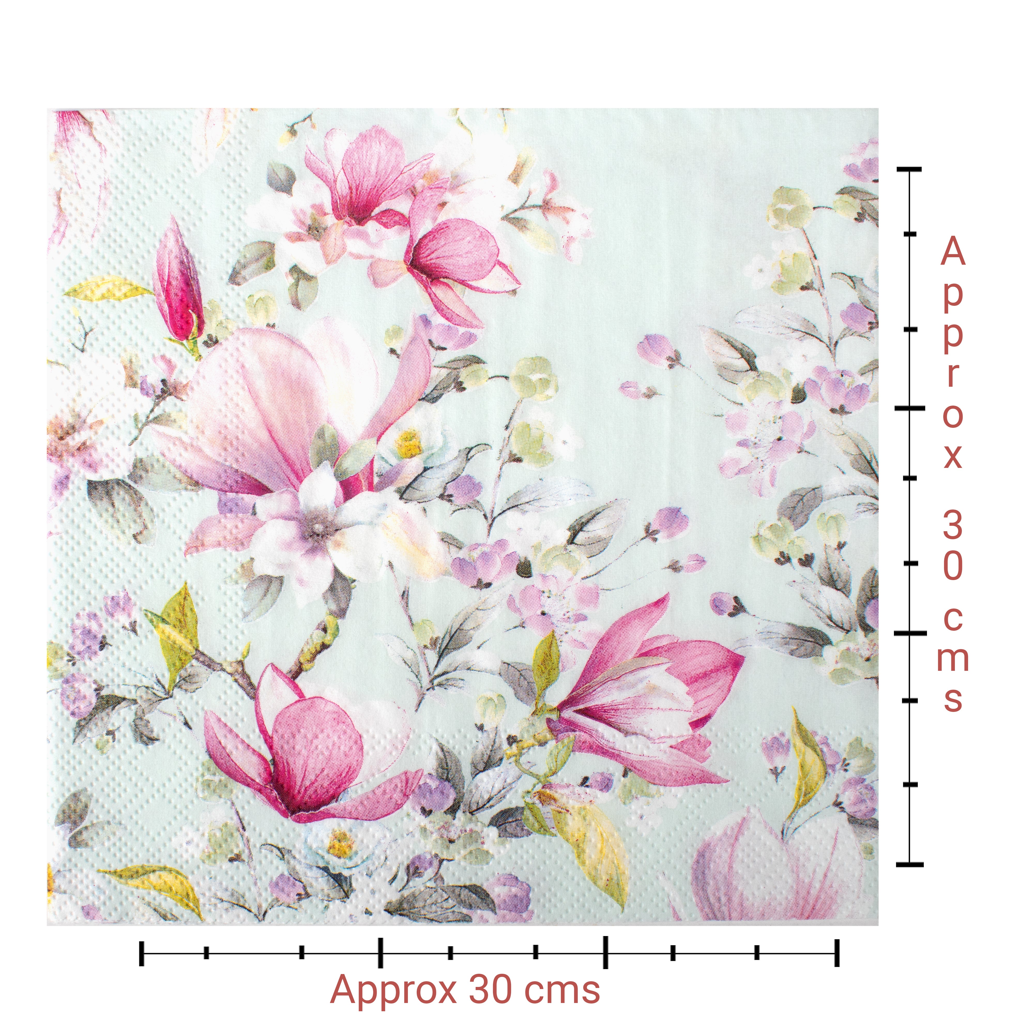 Decoupage Napkin Wild Magnolia- Blue 13 X 13inch 3PLY 1pc