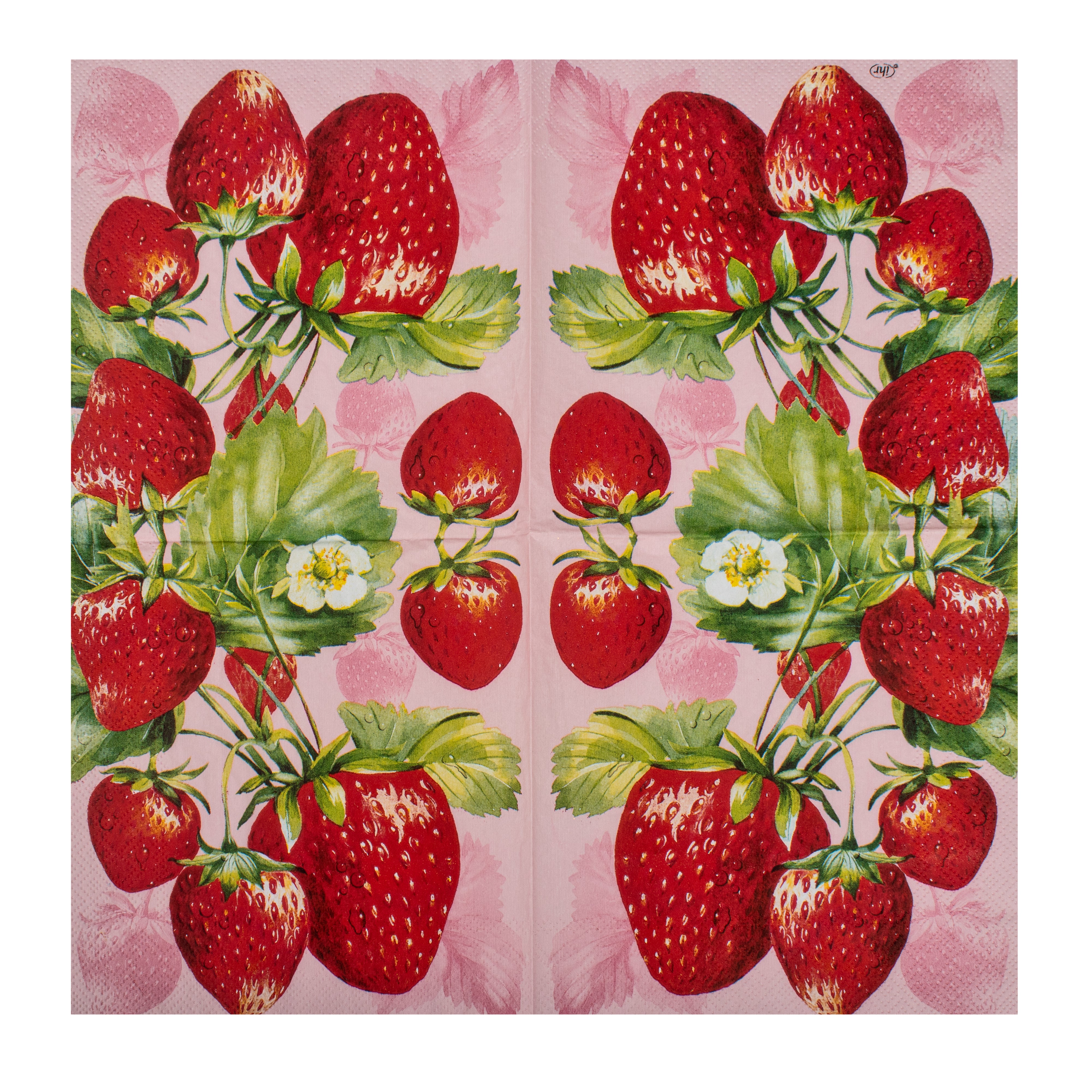 Decoupage Napkin Strawberry Patch 13 X 13inch 3PLY 1pc