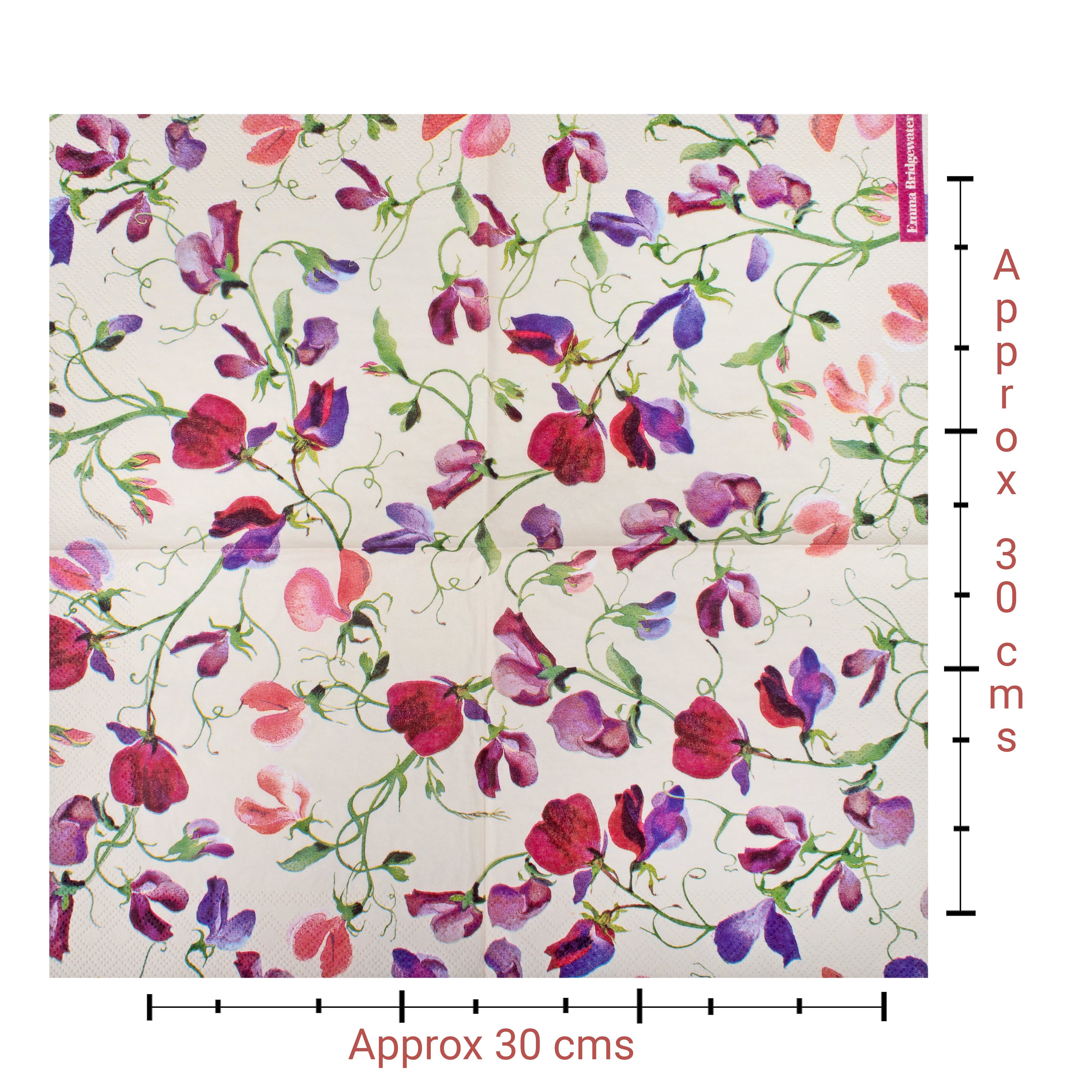 Decoupage Napkin Sweet Pea 13 X 13inch 3PLY 1pc