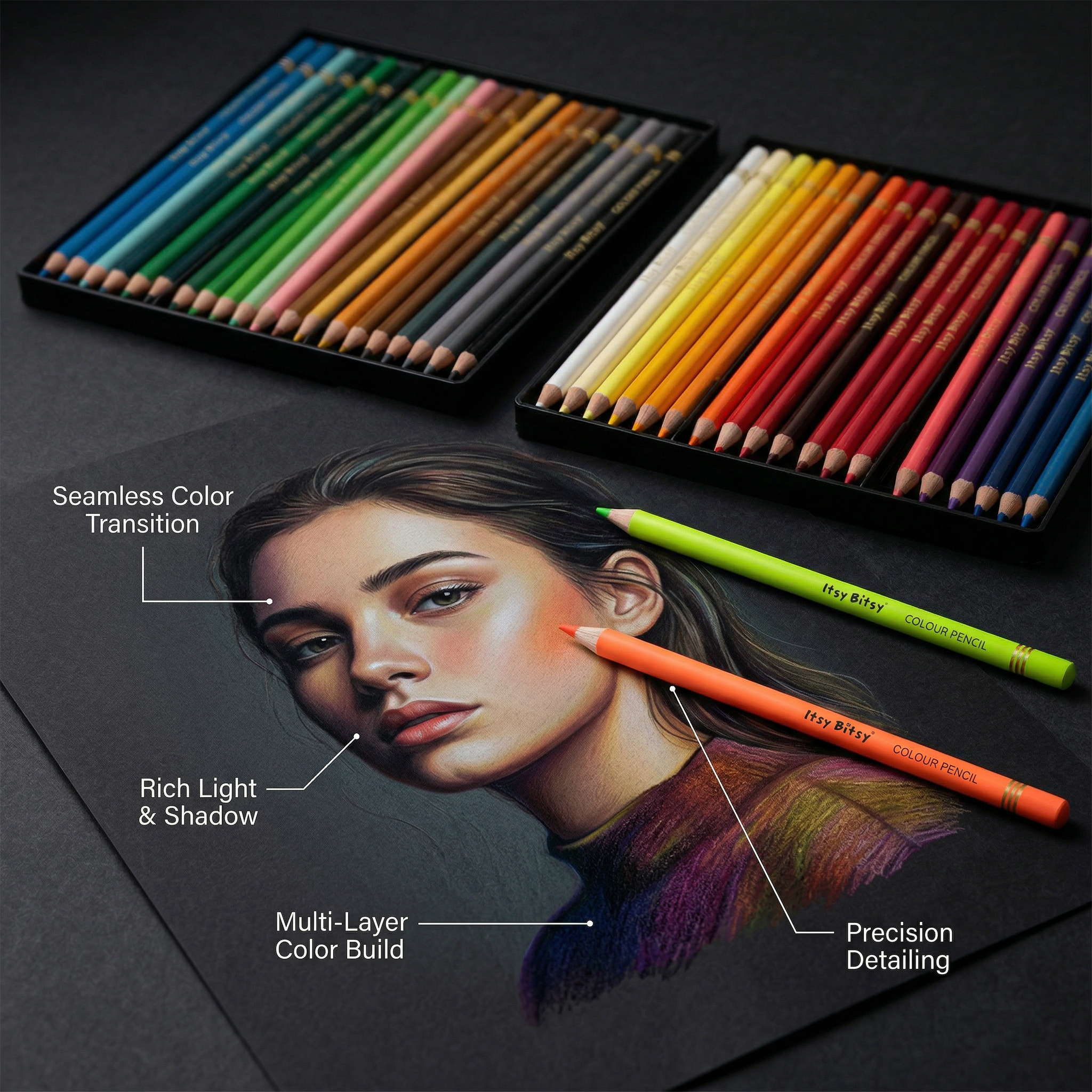 Premium Artist Water colour pencils - Pack of 36 Colours 1Box