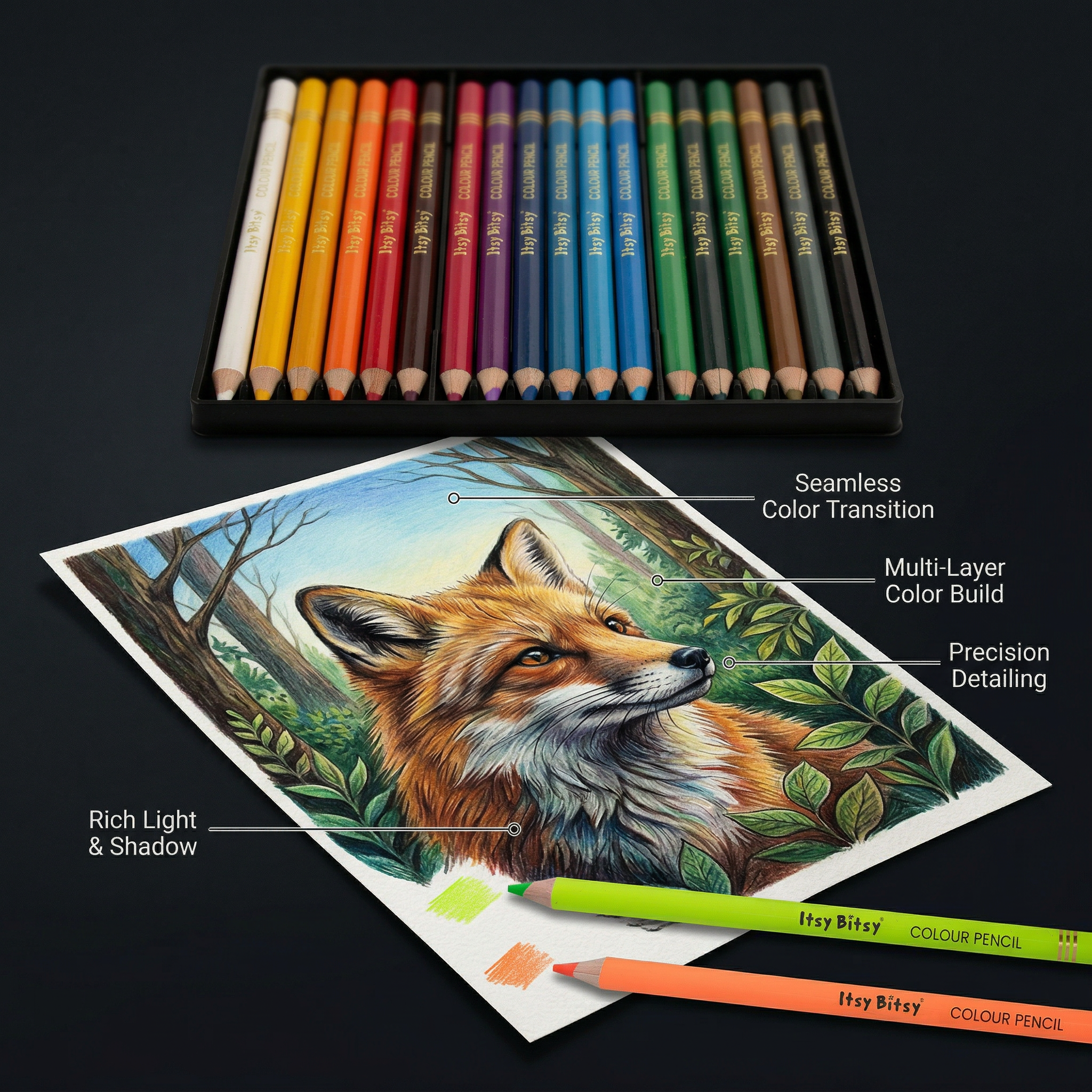 Premium Artist Water colour pencils - Pack of 18 Colours 1Box