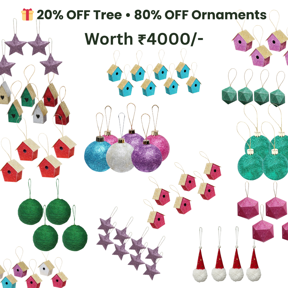 8 Feet - Christmas Tree with Metal Stand 1pc + (Ornaments Combo)