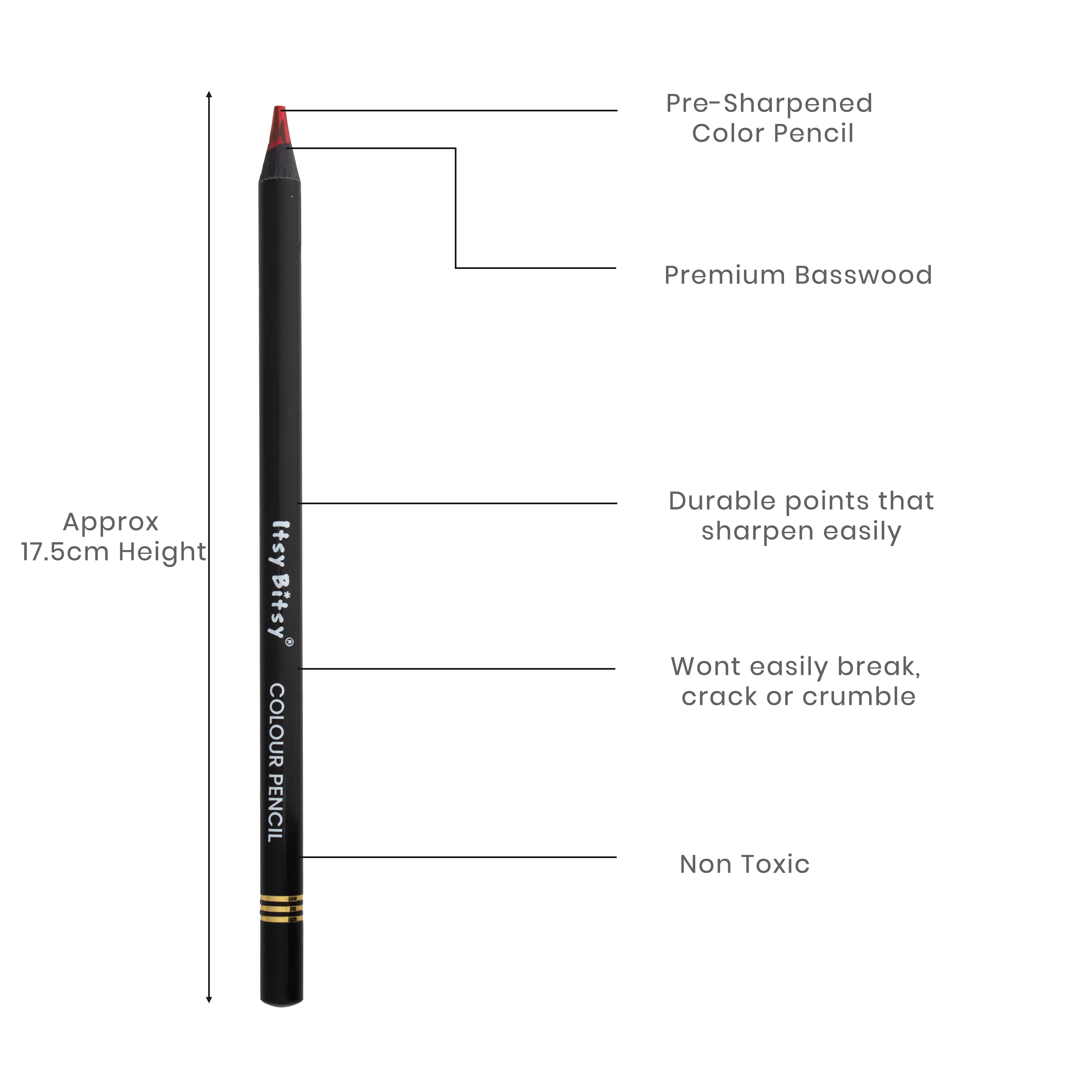 Premium Artist Rainbow Colour Pencil 1pc - Scarlet Shadow