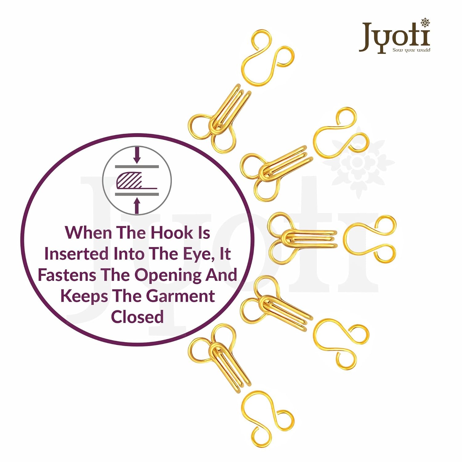 Dress Hook & Eye Golden #34123 50Pc Jyoti