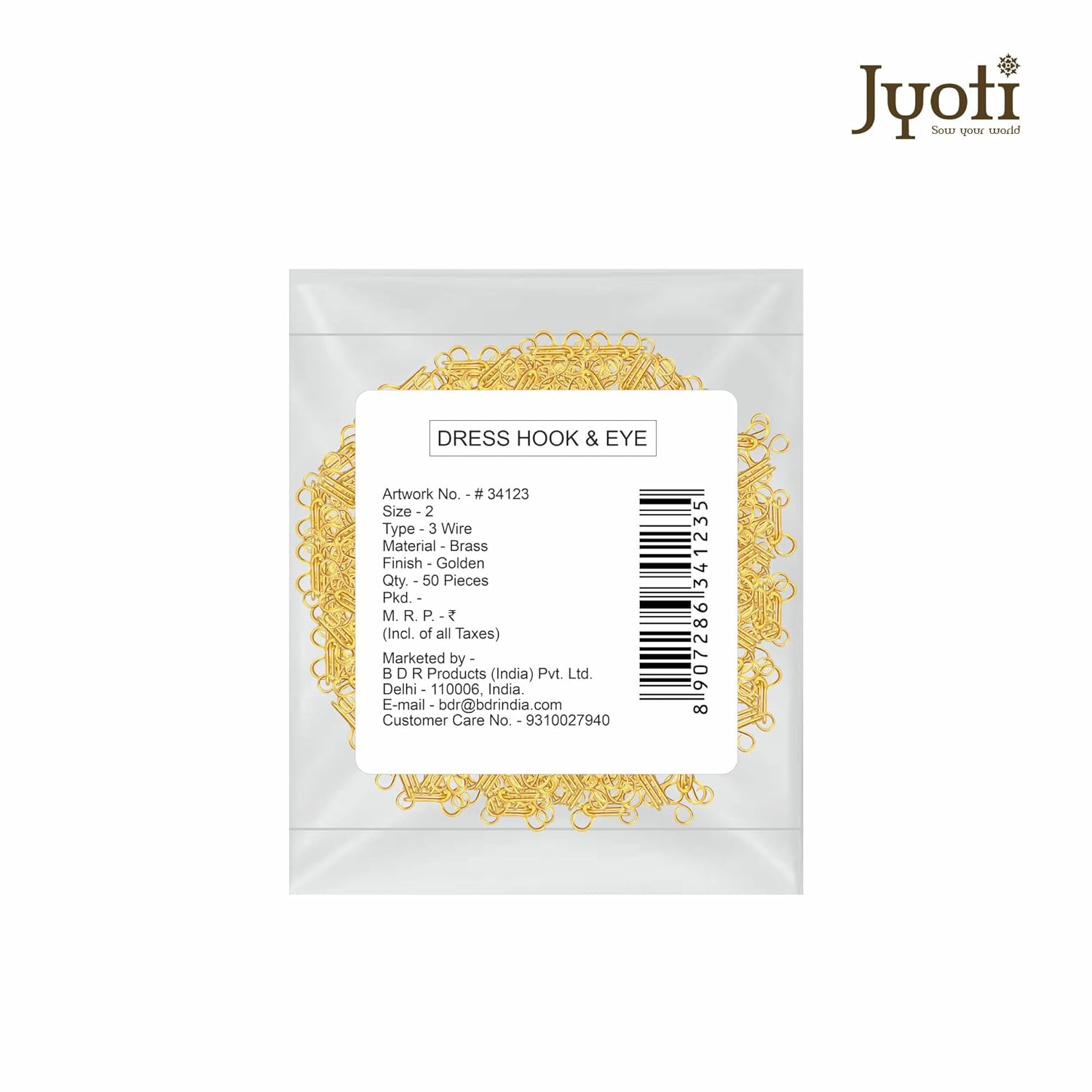 Dress Hook & Eye Golden #34123 50Pc Jyoti