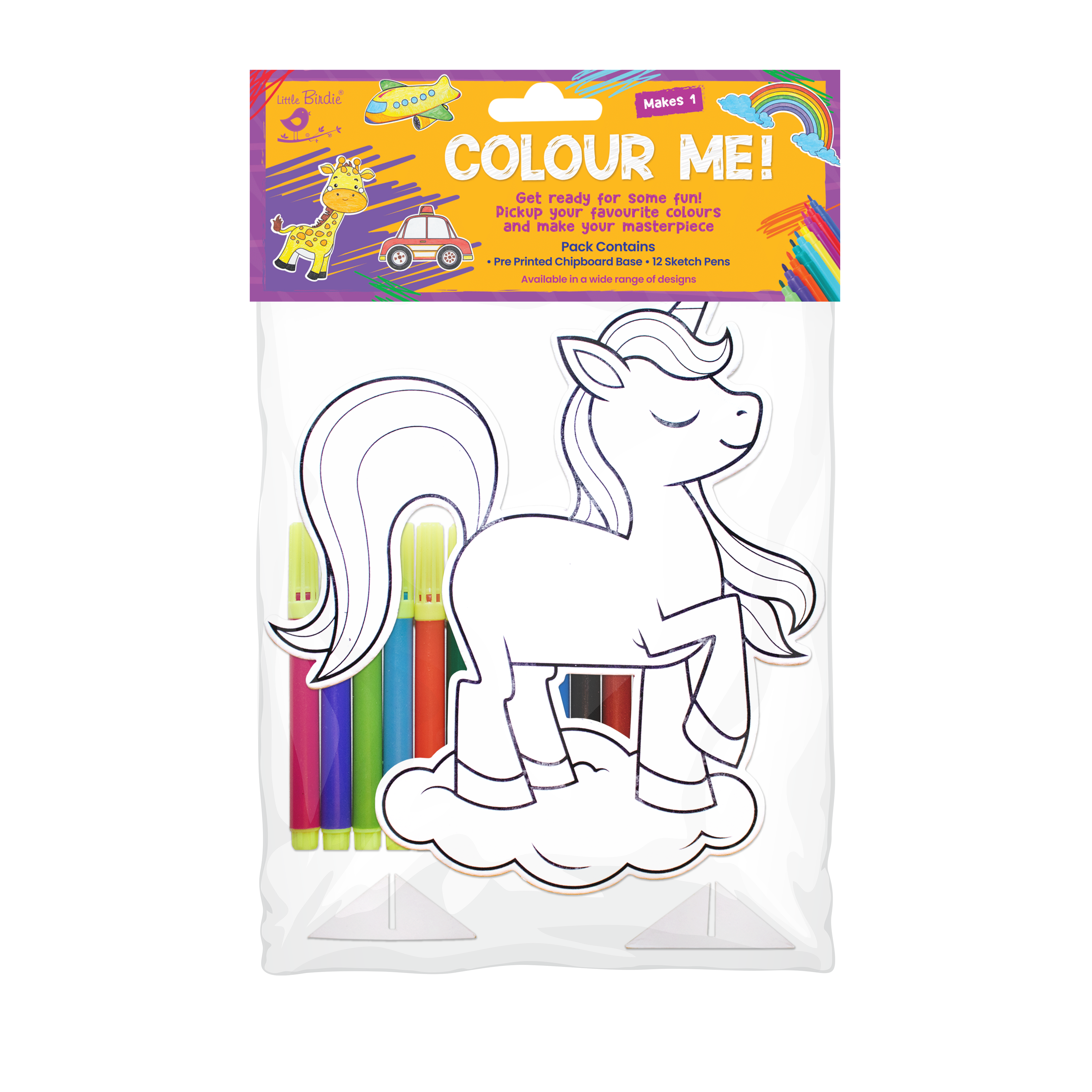 Table Decor Colouring Kit With Sketch Pen Unicorn Approx L7 X W6.25inch 2mm Thick