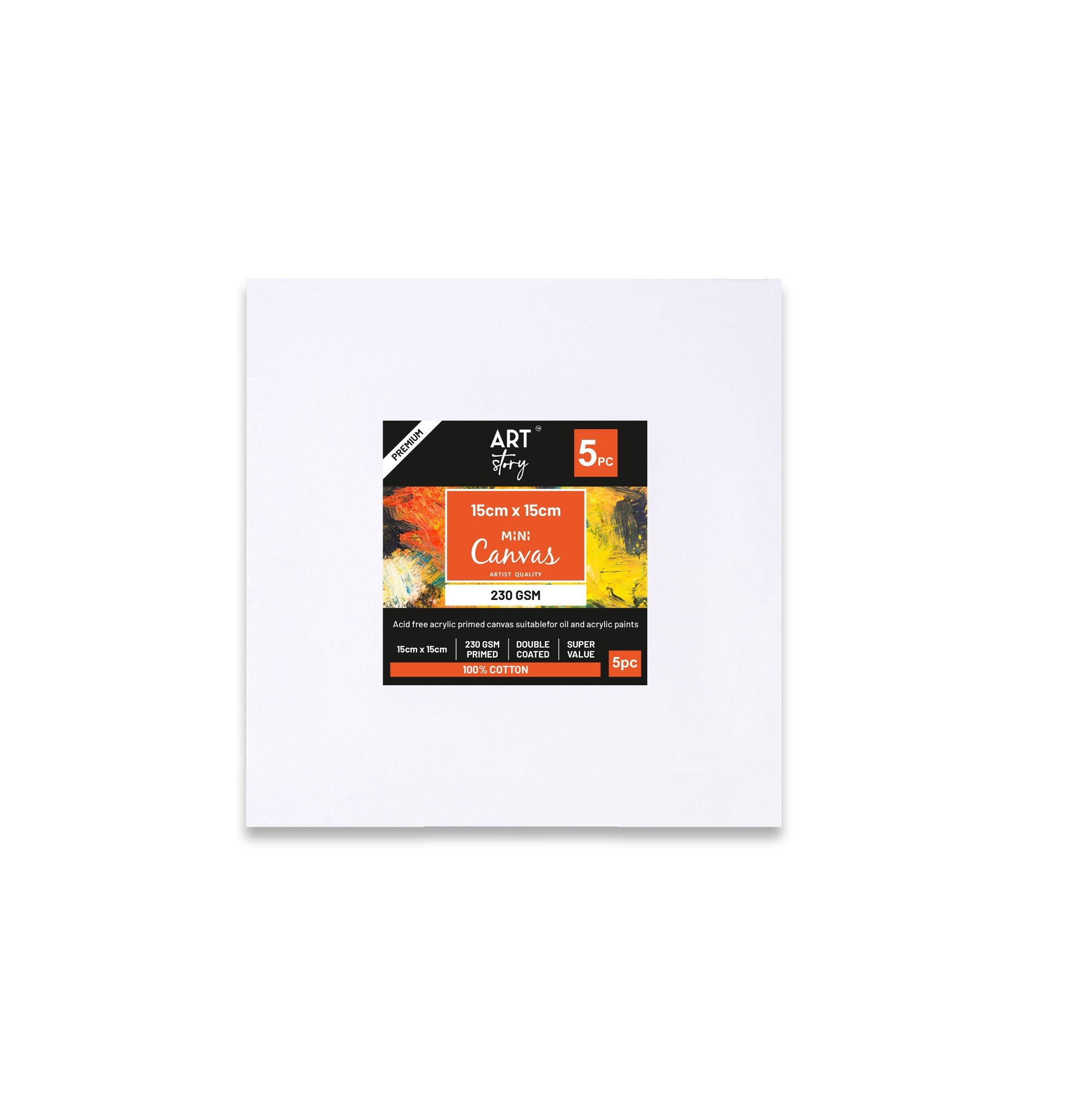 Mini Canvas 15 X 15Cm Pack Of 5Pc Shrink As