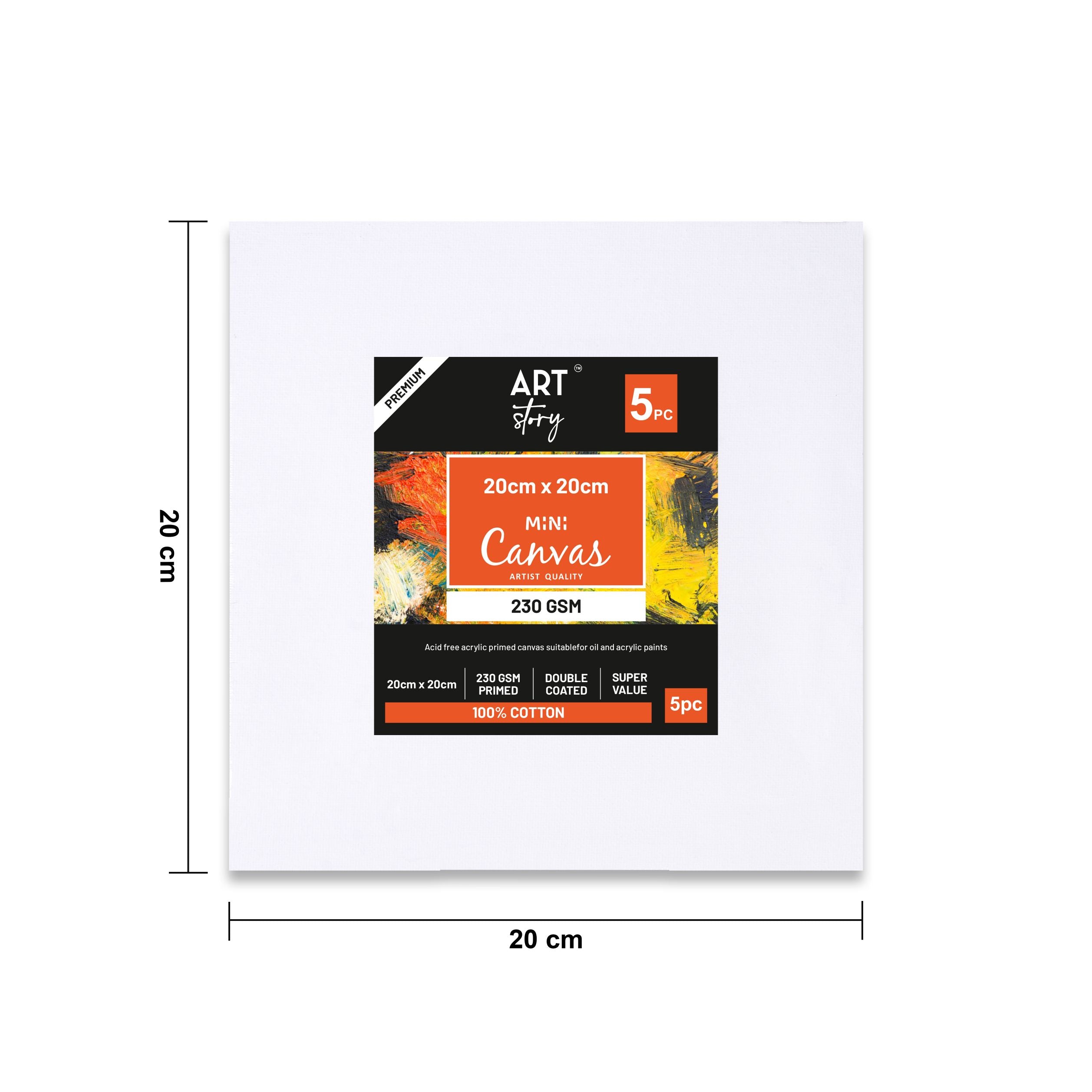 Mini Canvas 20 X 20Cm Pack Of 5Pc Shrink As