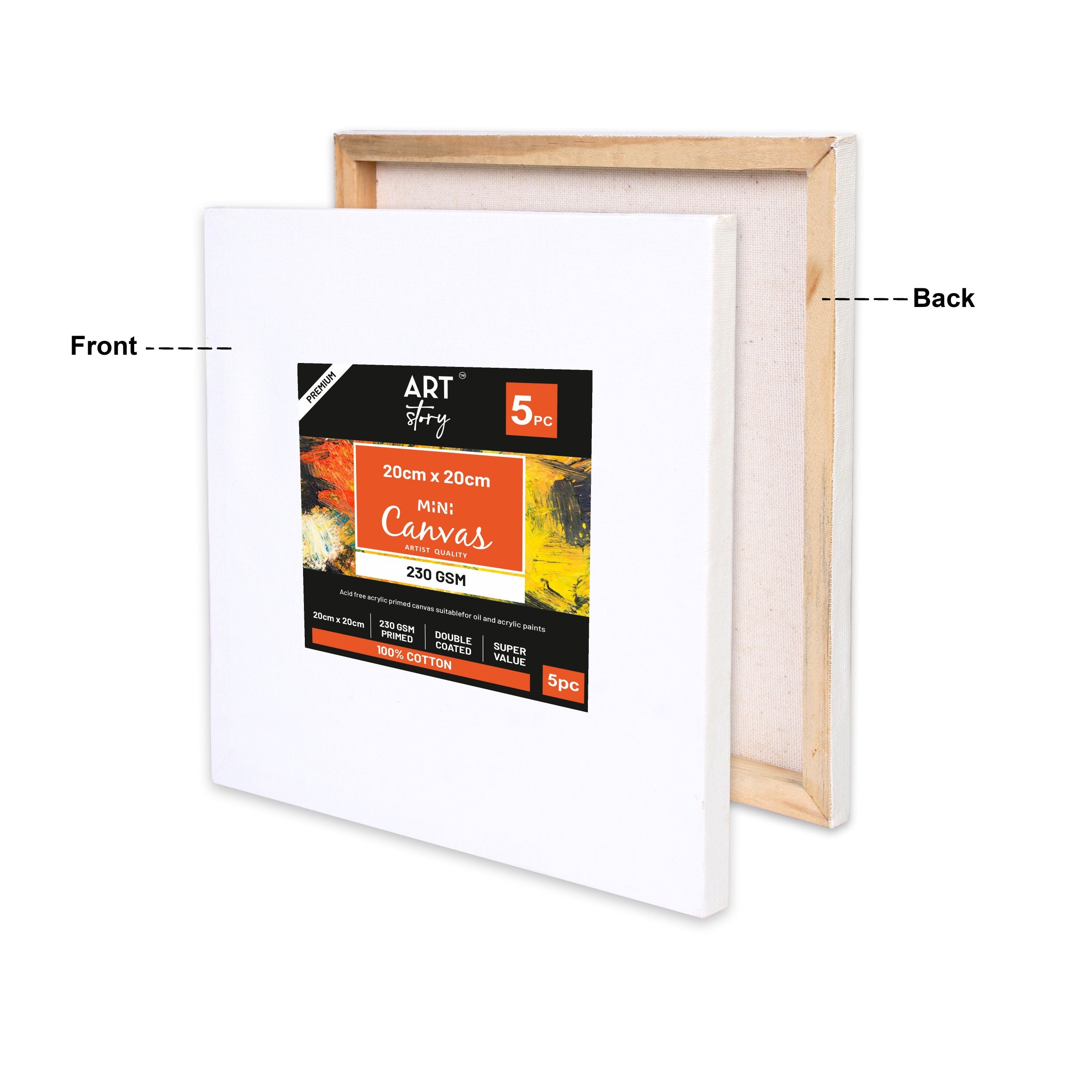 Mini Canvas 20 X 20Cm Pack Of 5Pc Shrink As