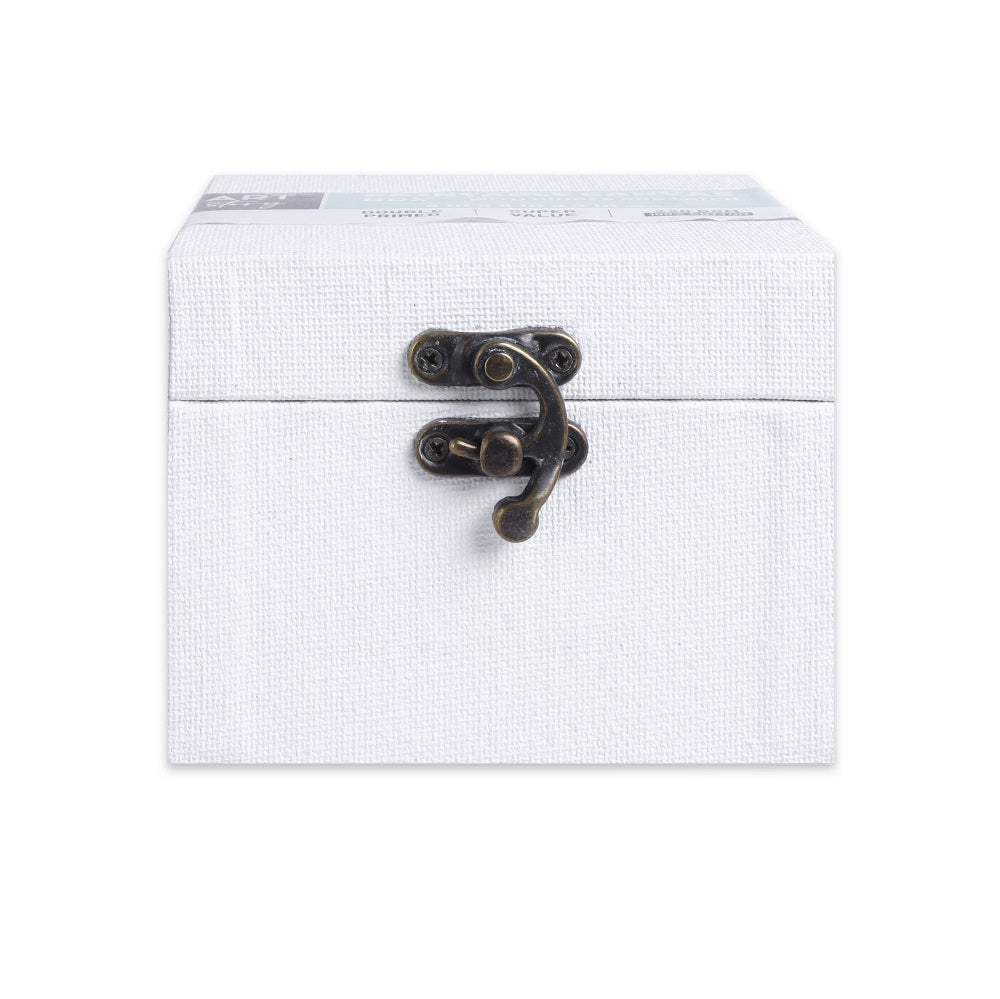 Paintable Canvas MDF Box With Latch L4 X W4 X H3 Inch 1Pc