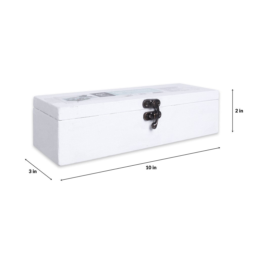 Paintable Canvas MDF Box With Latch L10 X W3 X H2 Inch 1Pc