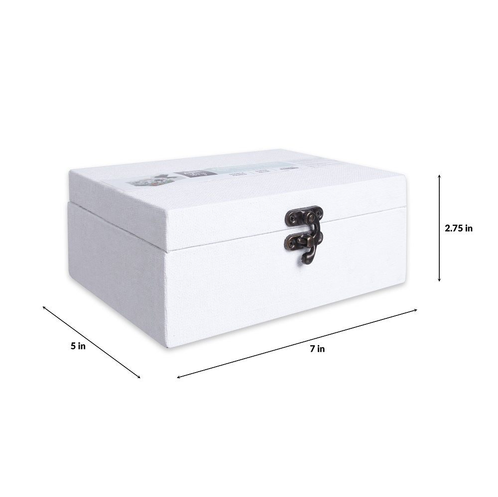 Paintable Canvas MDF Box With Latch L7 X W5 X H2.75 Inch 1Pc