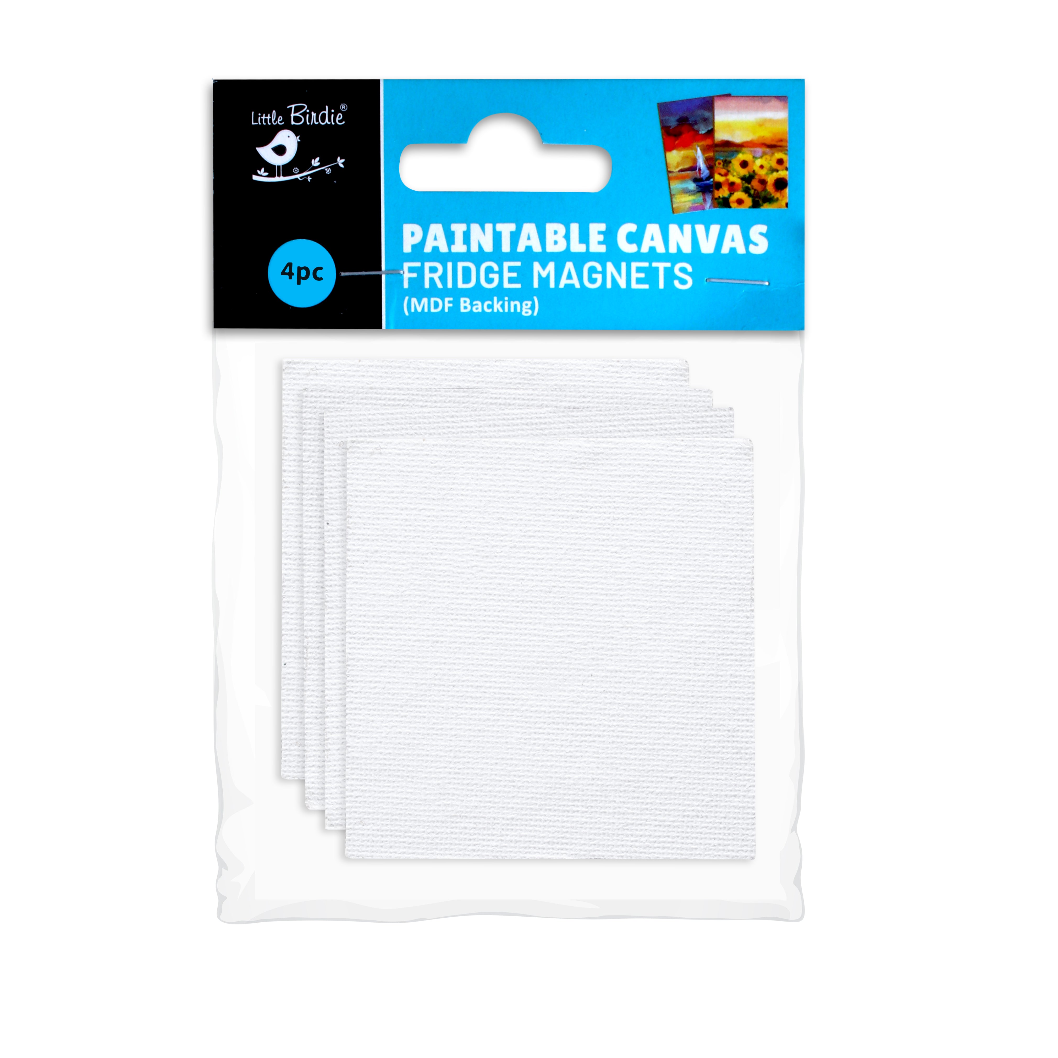 Paintable MDF Canvas Fridge Magnet 3 X 3 Inch 2mm Thick 4Pc