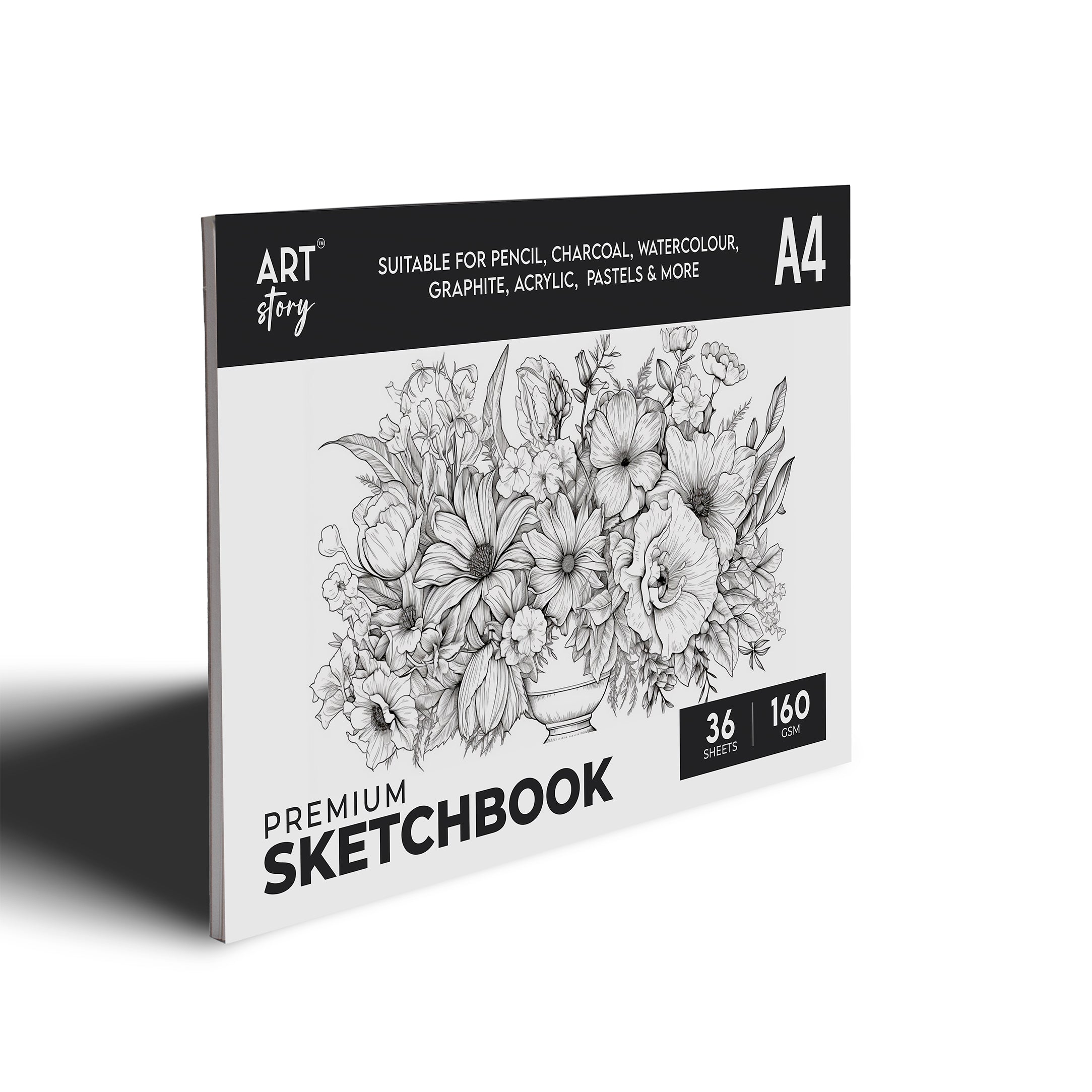 Premium Sketch Pad Flap Over Cover Page A4 160gsm 36 Sheets