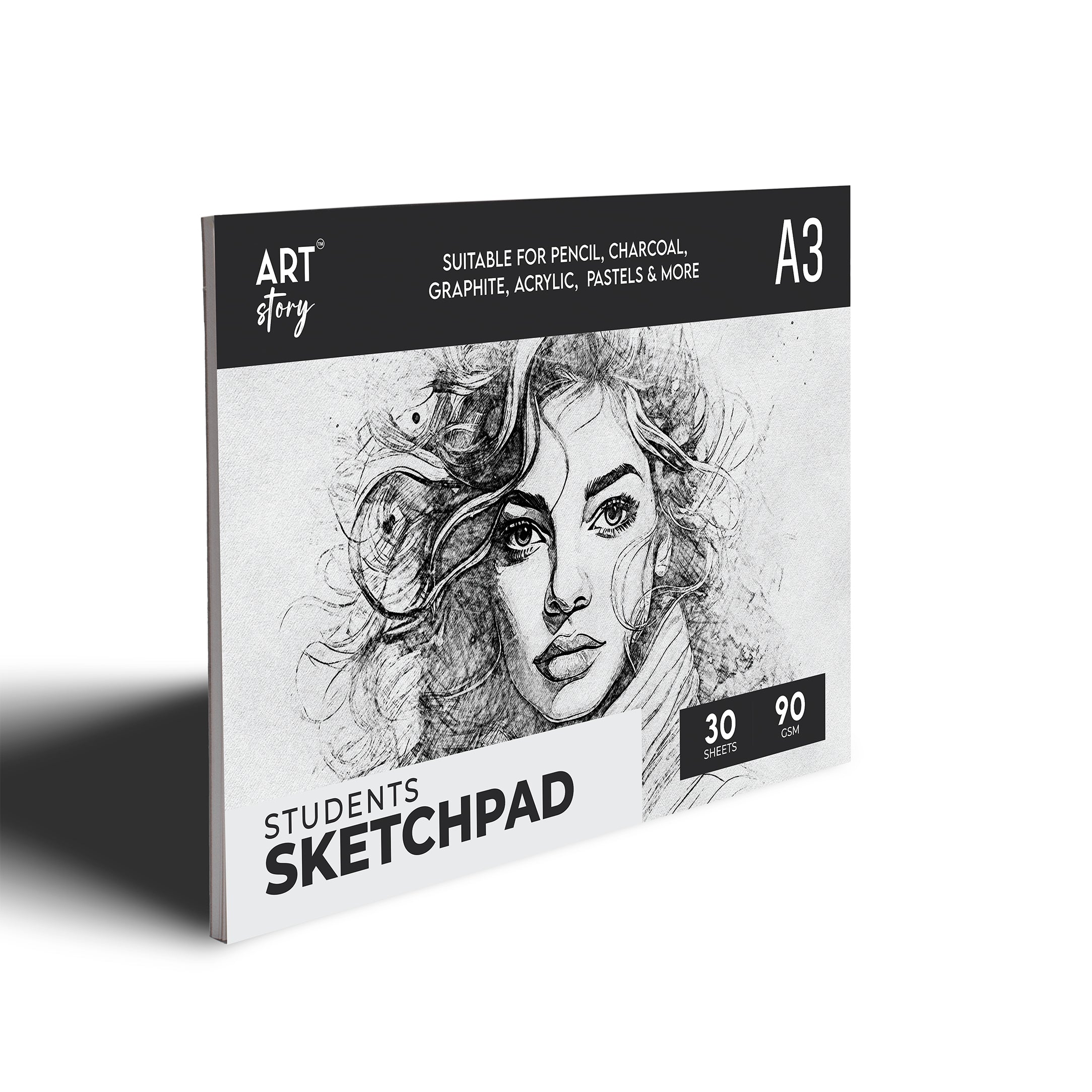 Student Sketch Pad Flap Over Cover Page A3 90gsm 30 Sheets