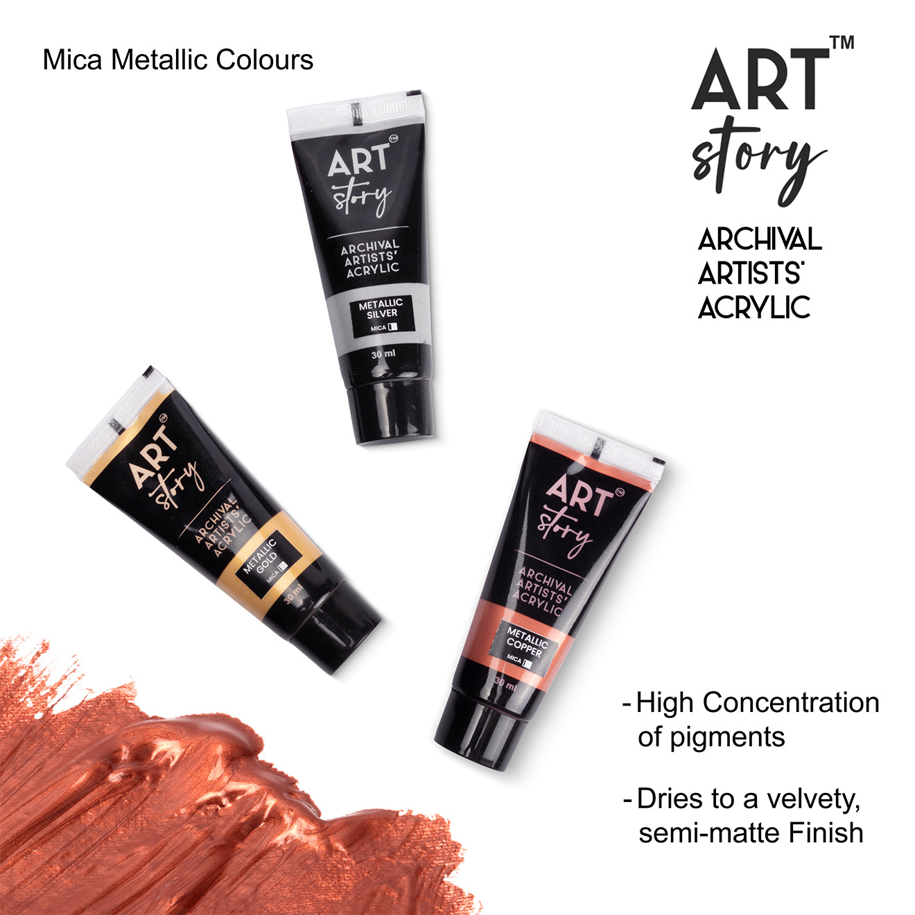 Metallic Artists Acrylic Colour Copper 30ml Tube