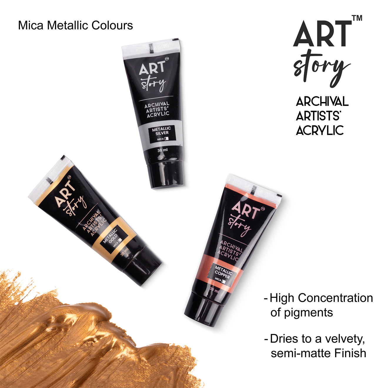 Metallic Artists Acrylic Colour Gold 30ml Tube