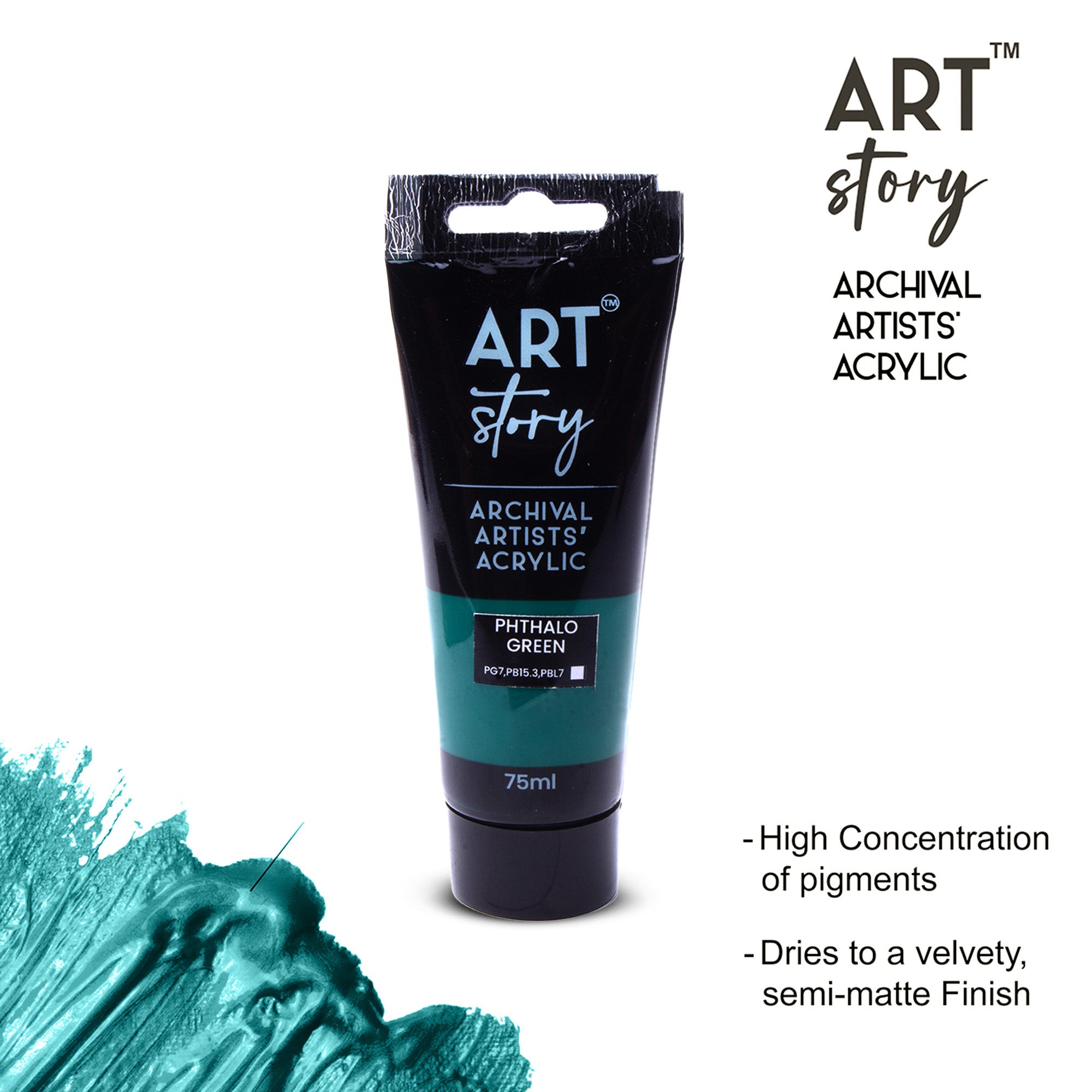 Artists Acrylic Colour Phthalo Green 75ml Tube