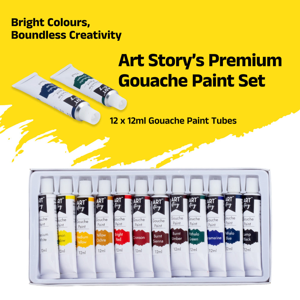 Gouache Paint 12colours X 12ml Tubes Box