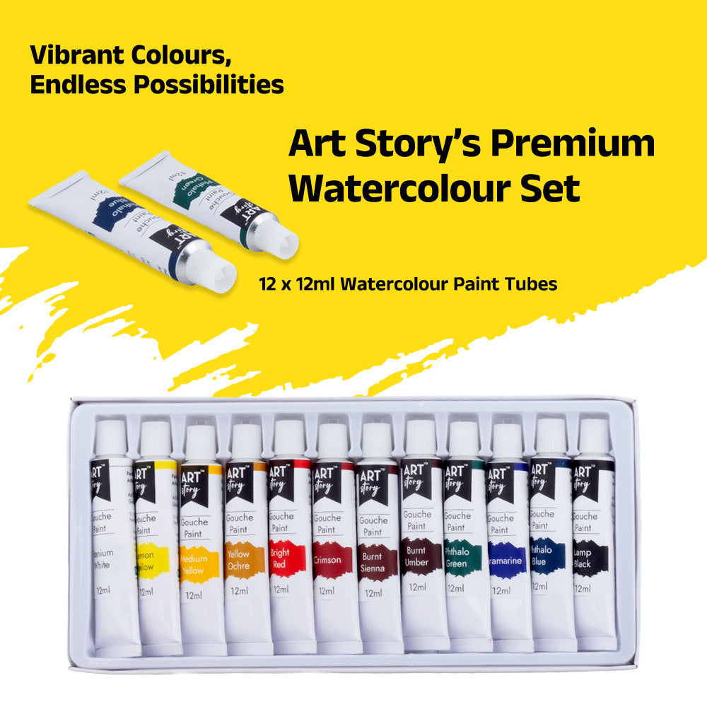 Watercolour Paint Tubes 12colours X 12ml Tubes Box