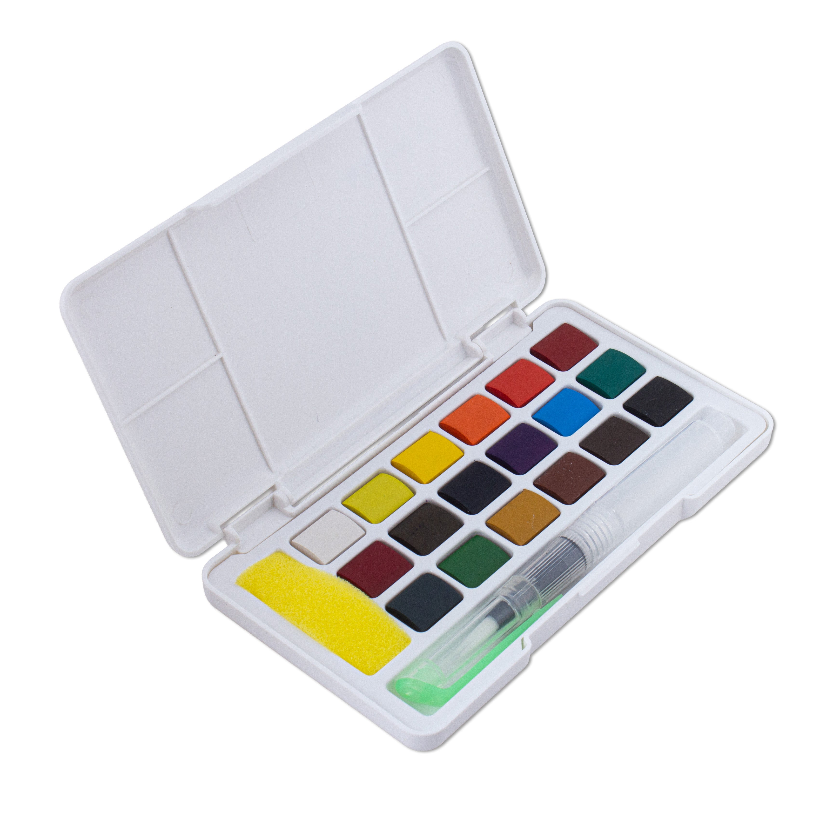 Solid Watercolour Colour Half Pan Set 18colours with Brush Pen Box
