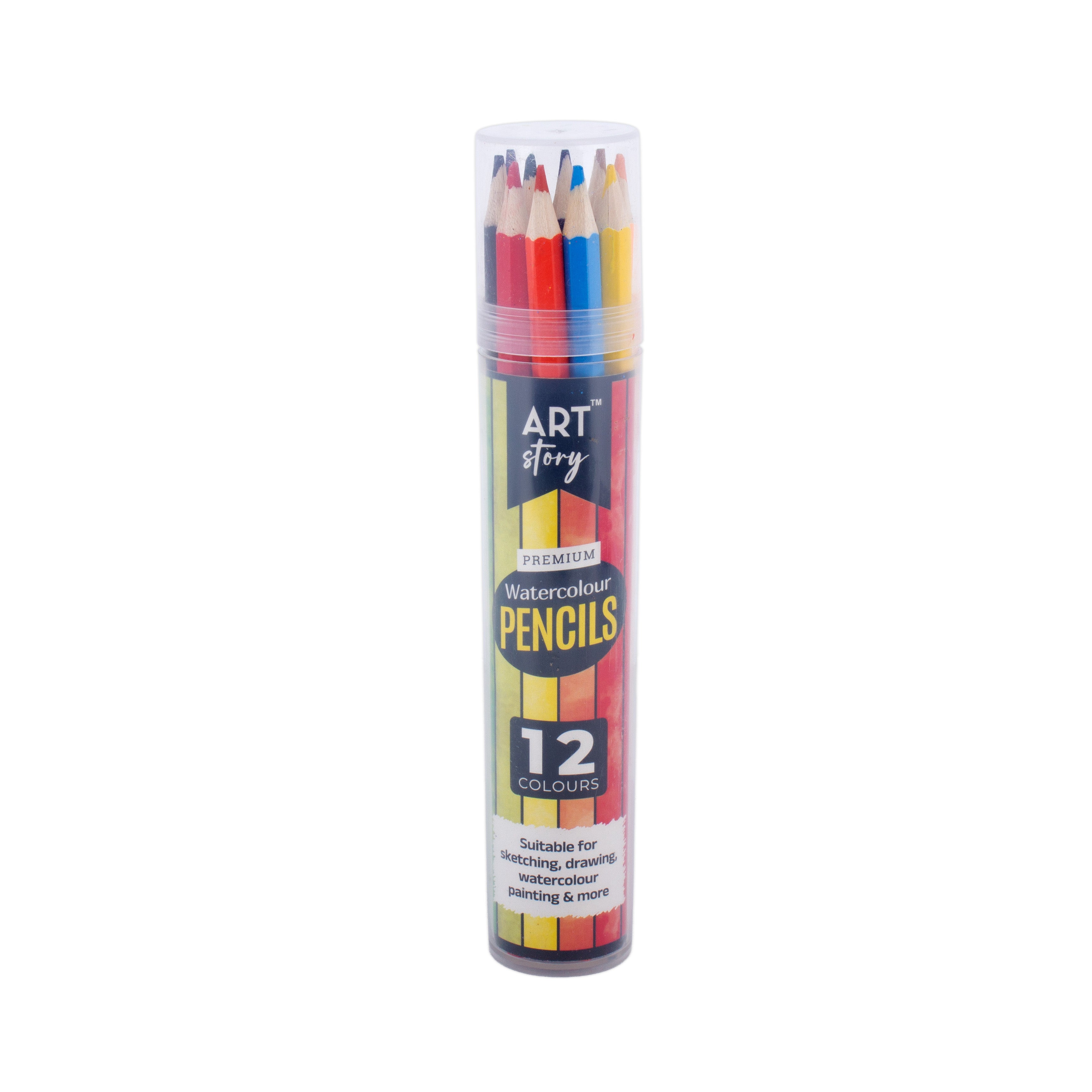 Premium Watercolour Pencils 12colours Cylindrical Box