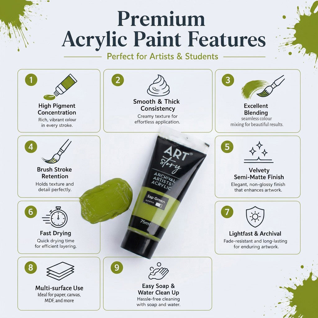 Artists Acrylic Colour Sap Green 75ml Tube