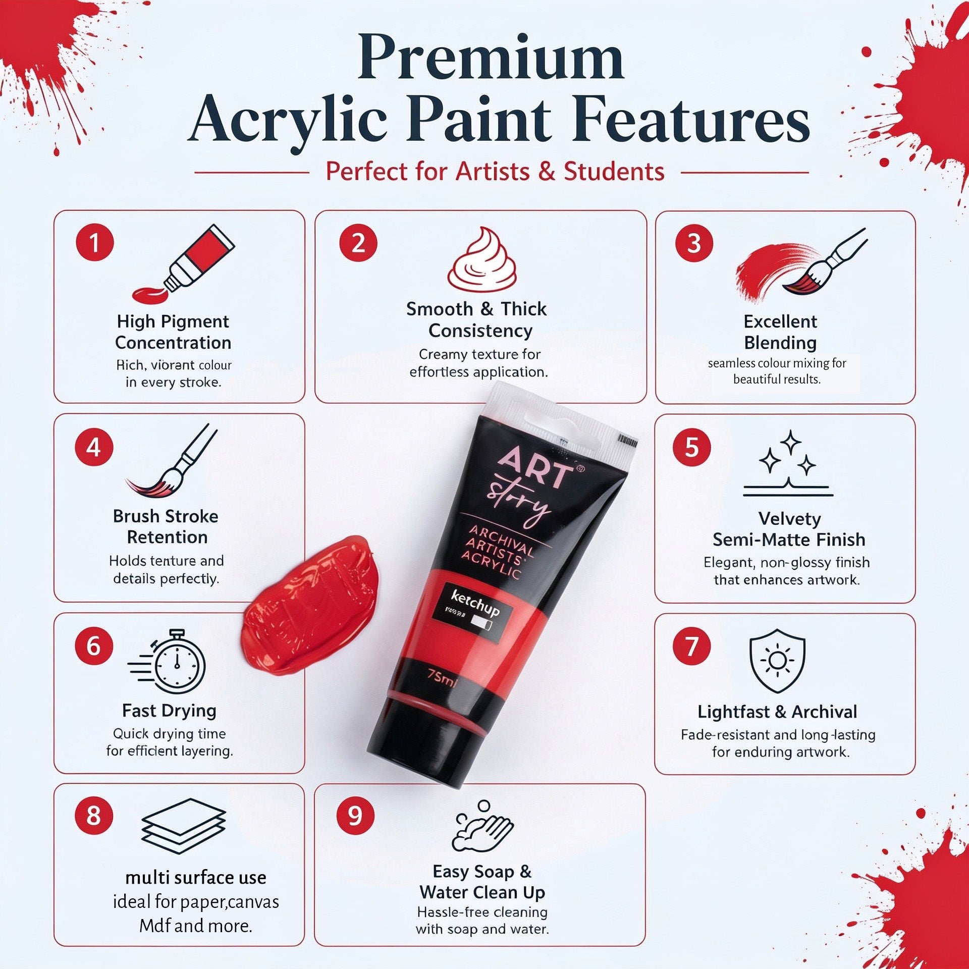 Artists Acrylic Colour Ketchup 75ml Tube
