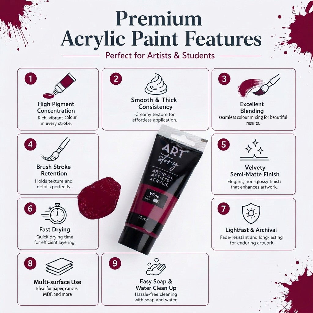 Artists Acrylic Colour Wine 75ml Tube