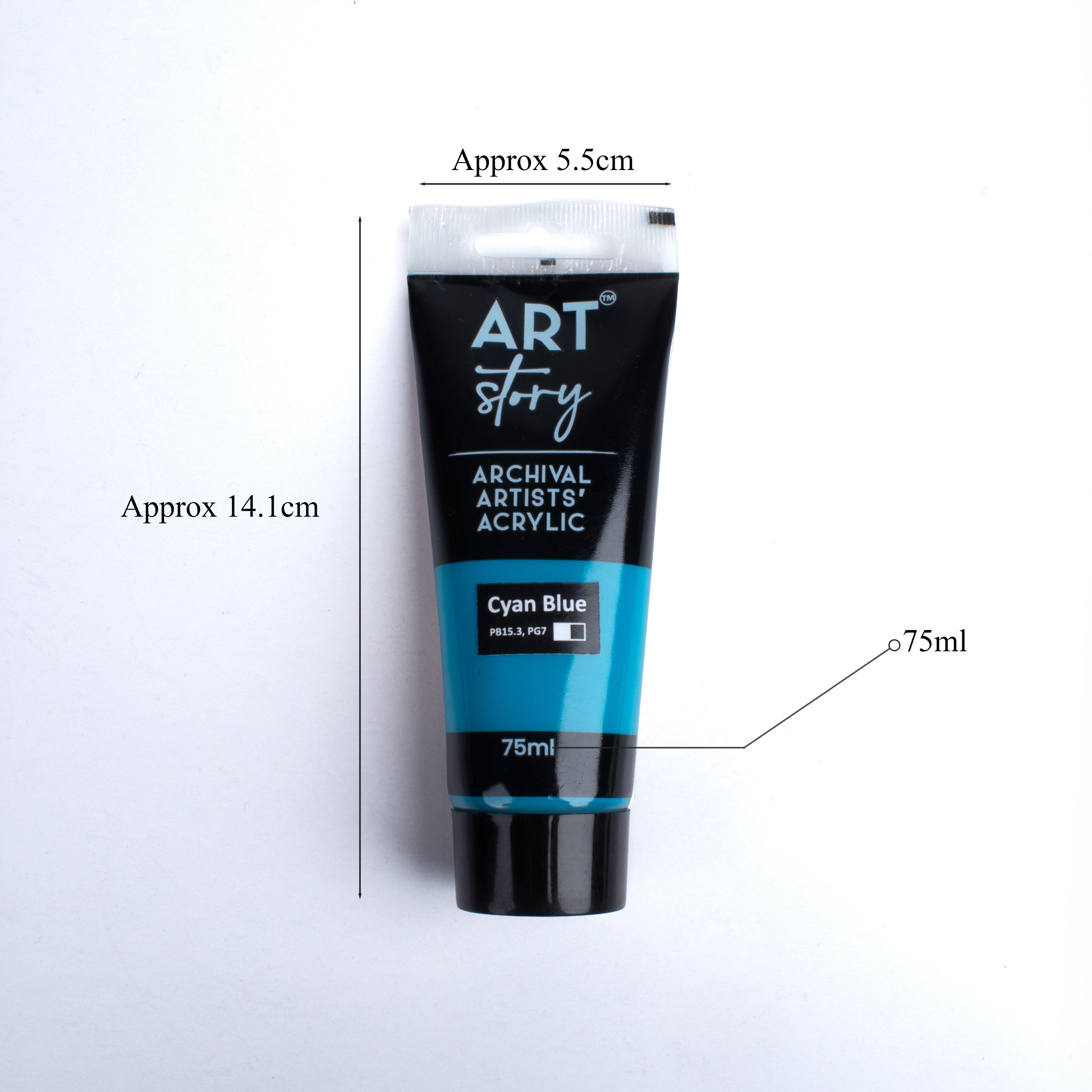 Artists Acrylic Colour Cyan Blue 75ml Tube